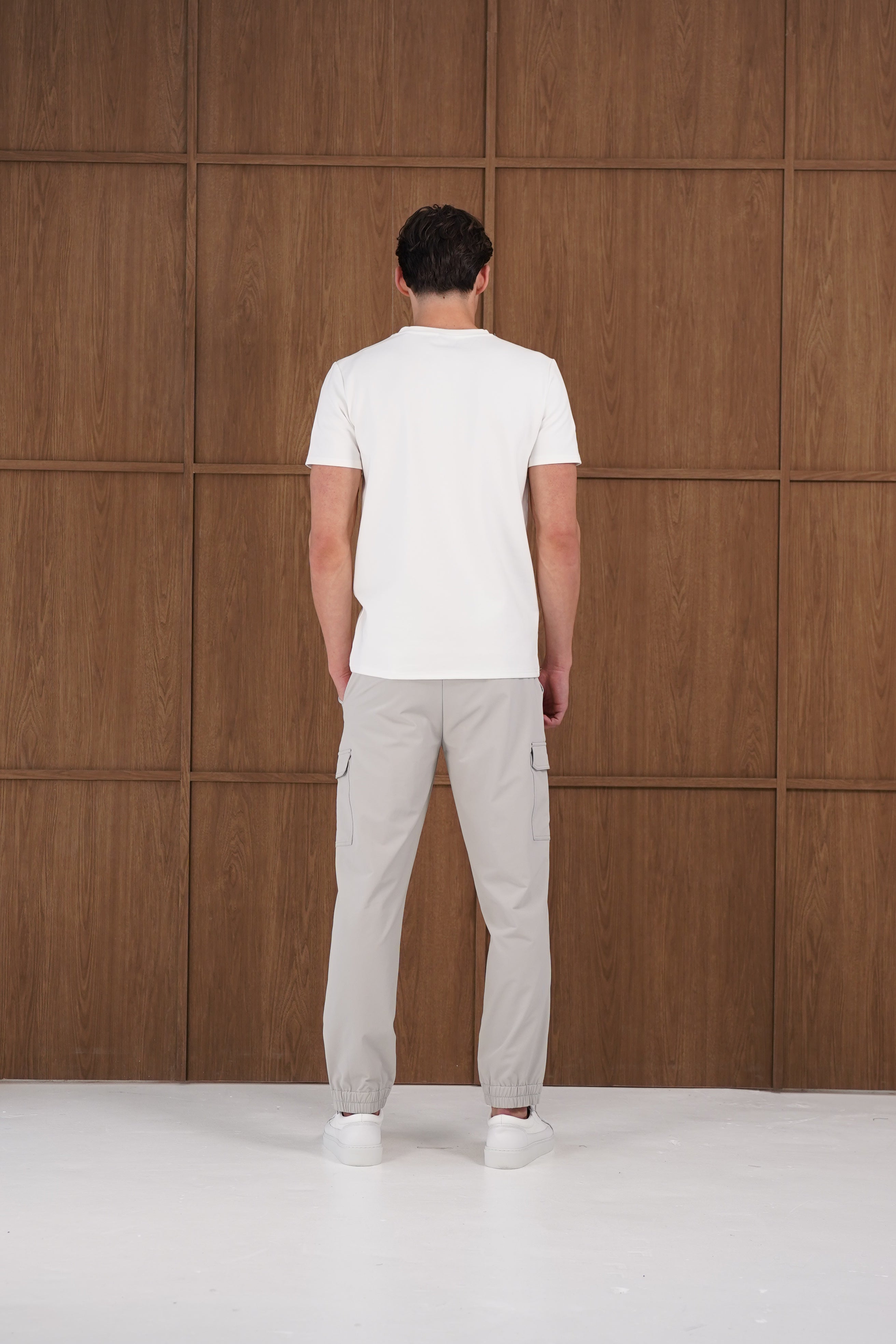 Capo Smart Cuffed Cargo Pants - Light Grey