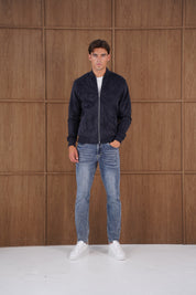 Capo Faux Suede Bomber Jacket - Navy