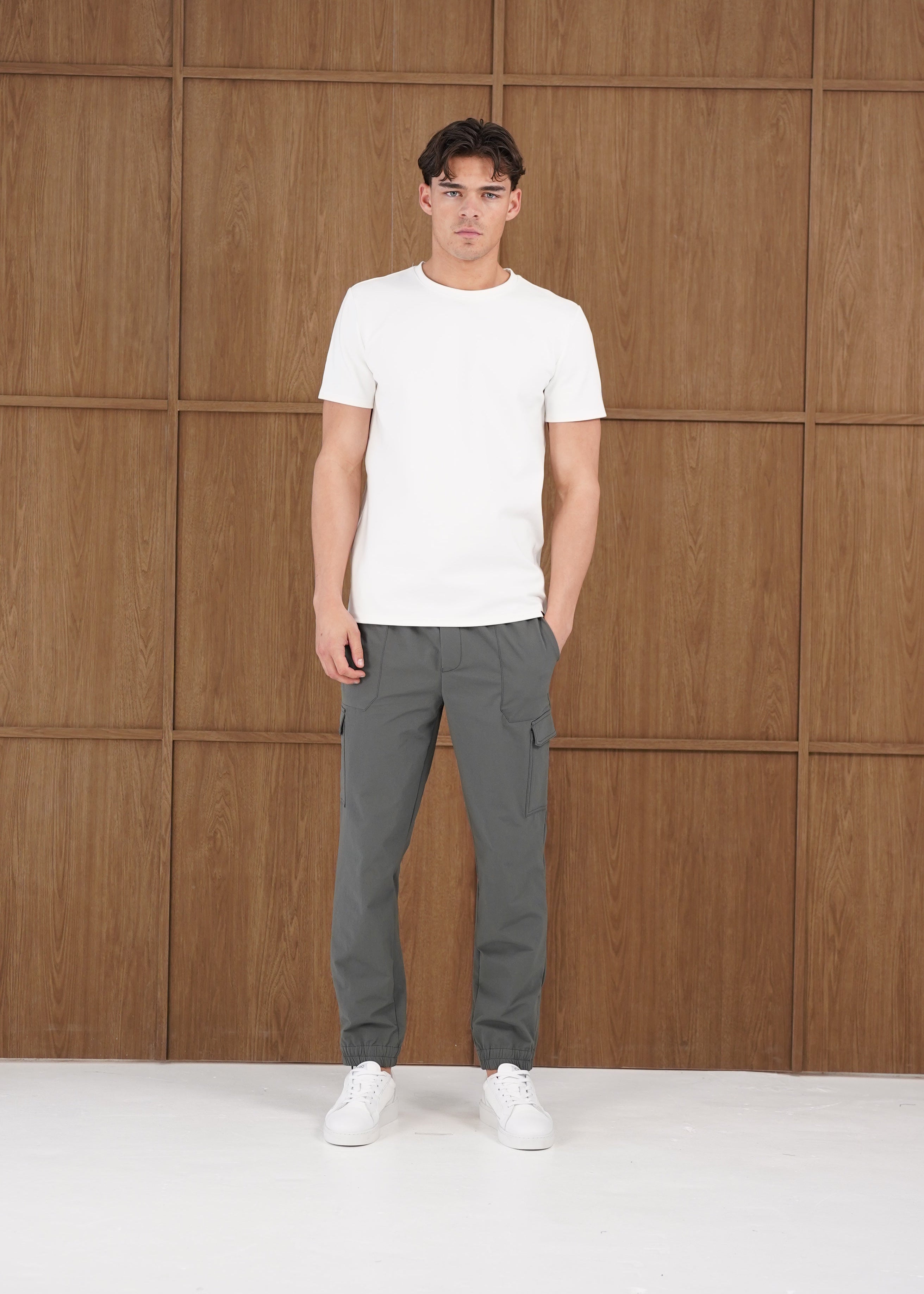 Capo Smart Cuffed Cargo Pants - Charcoal