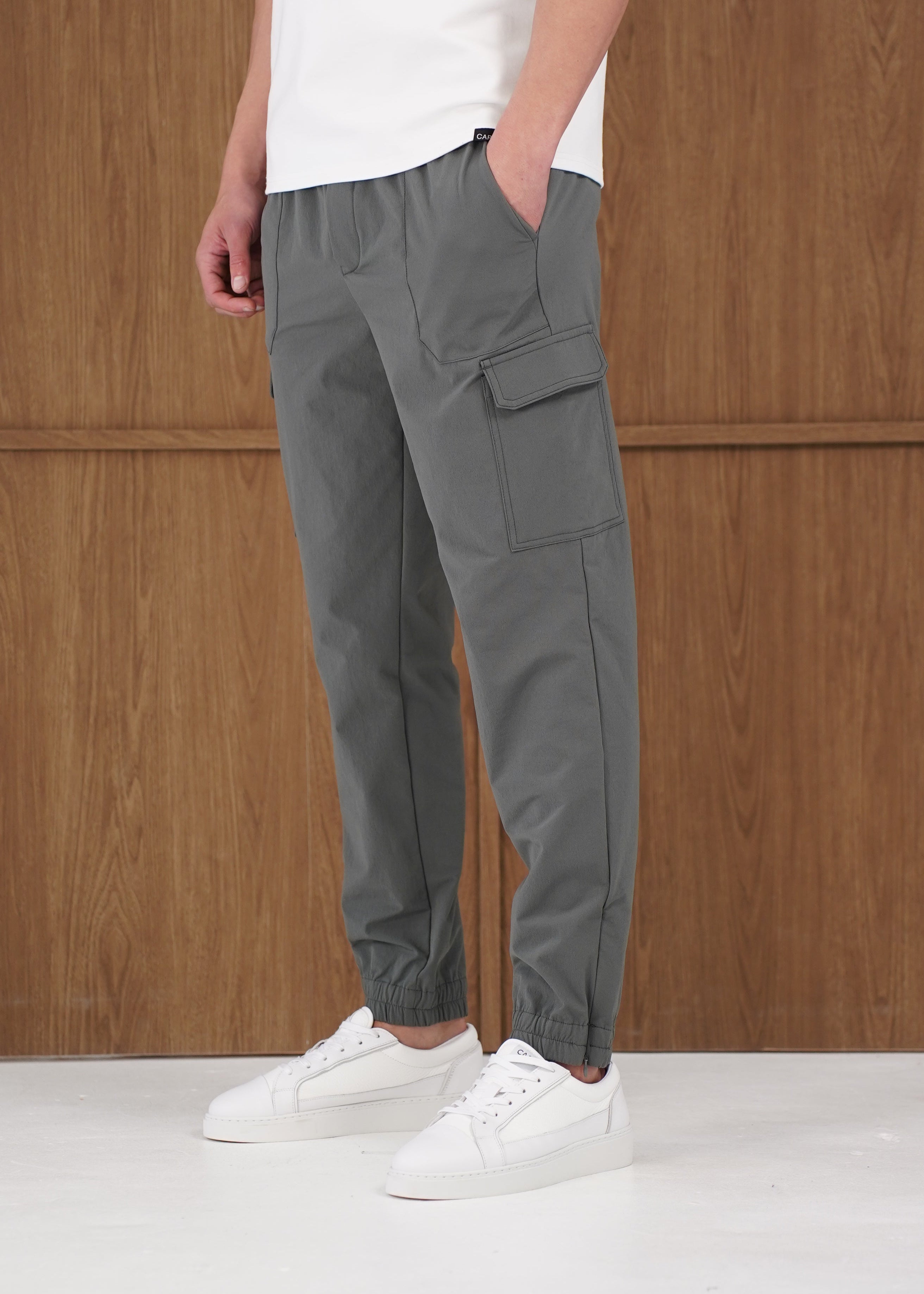 Capo Smart Cuffed Cargo Pants - Charcoal