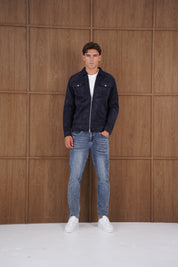 Capo Faux Suede Jacket - Navy