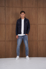 Capo Faux Suede Jacket - Navy