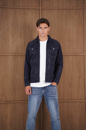 Capo Faux Suede Jacket - Navy