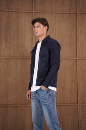 Capo Faux Suede Jacket - Navy