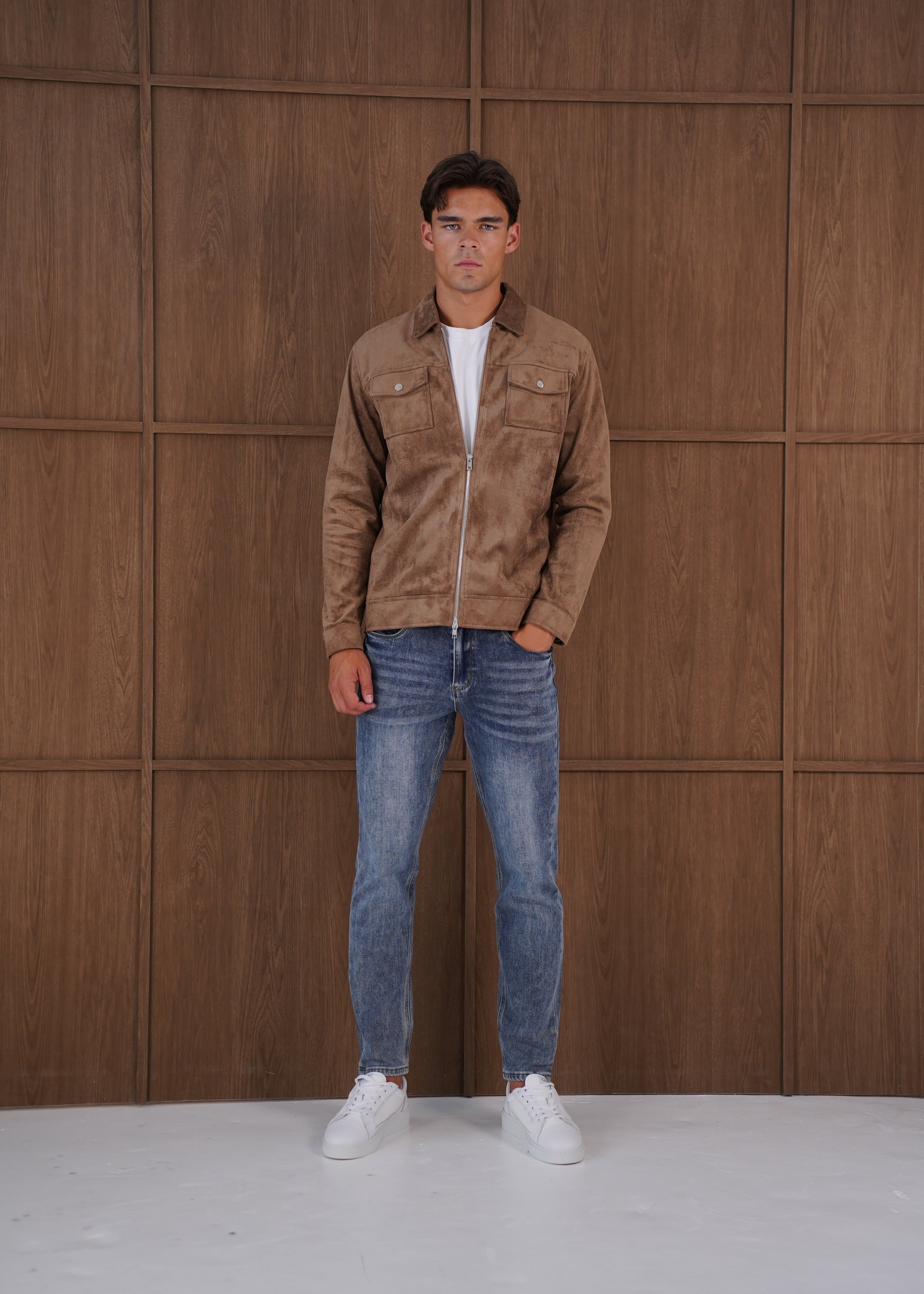 Capo Faux Suede Jacket - Brown