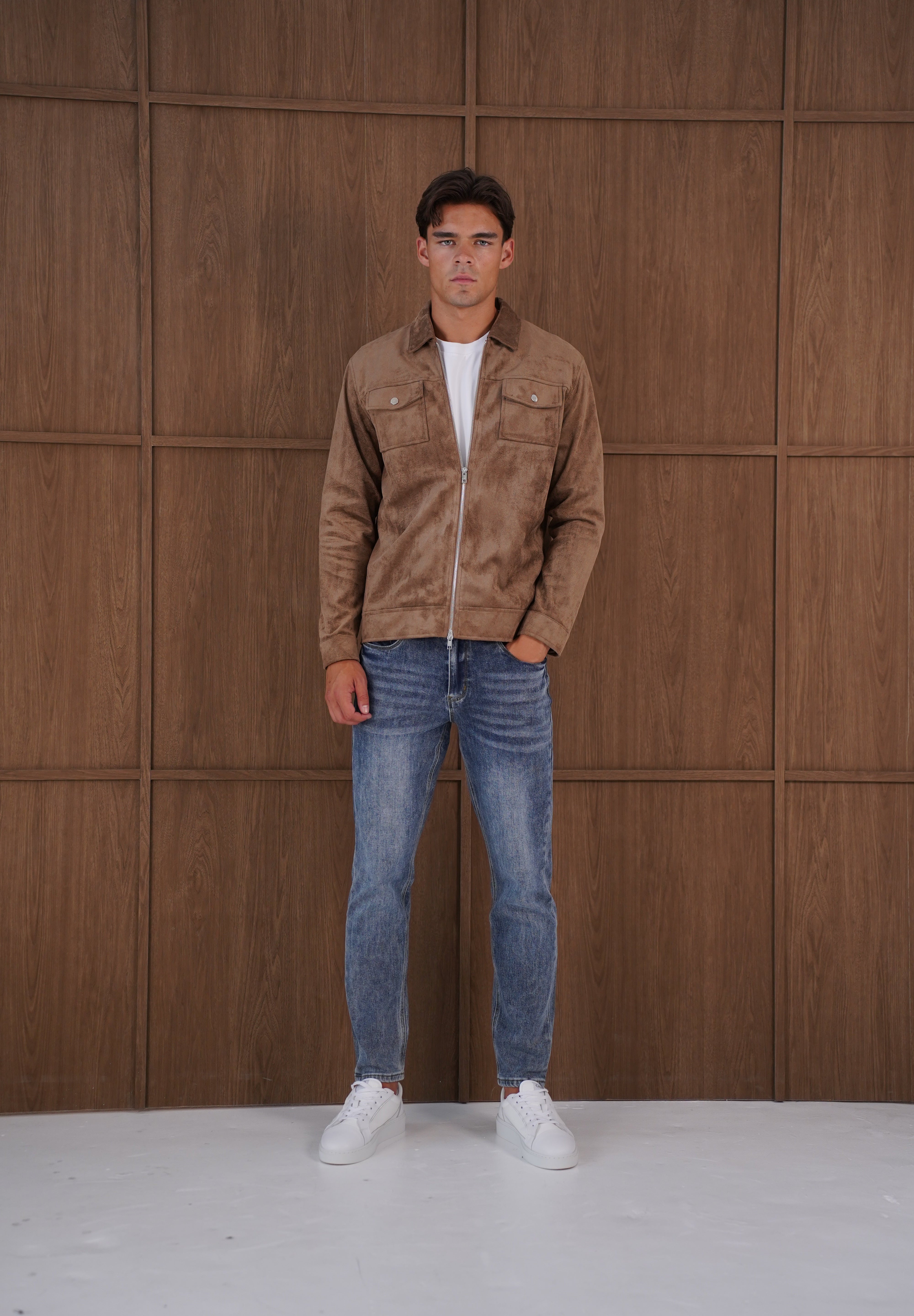 Capo Faux Suede Jacket - Brown