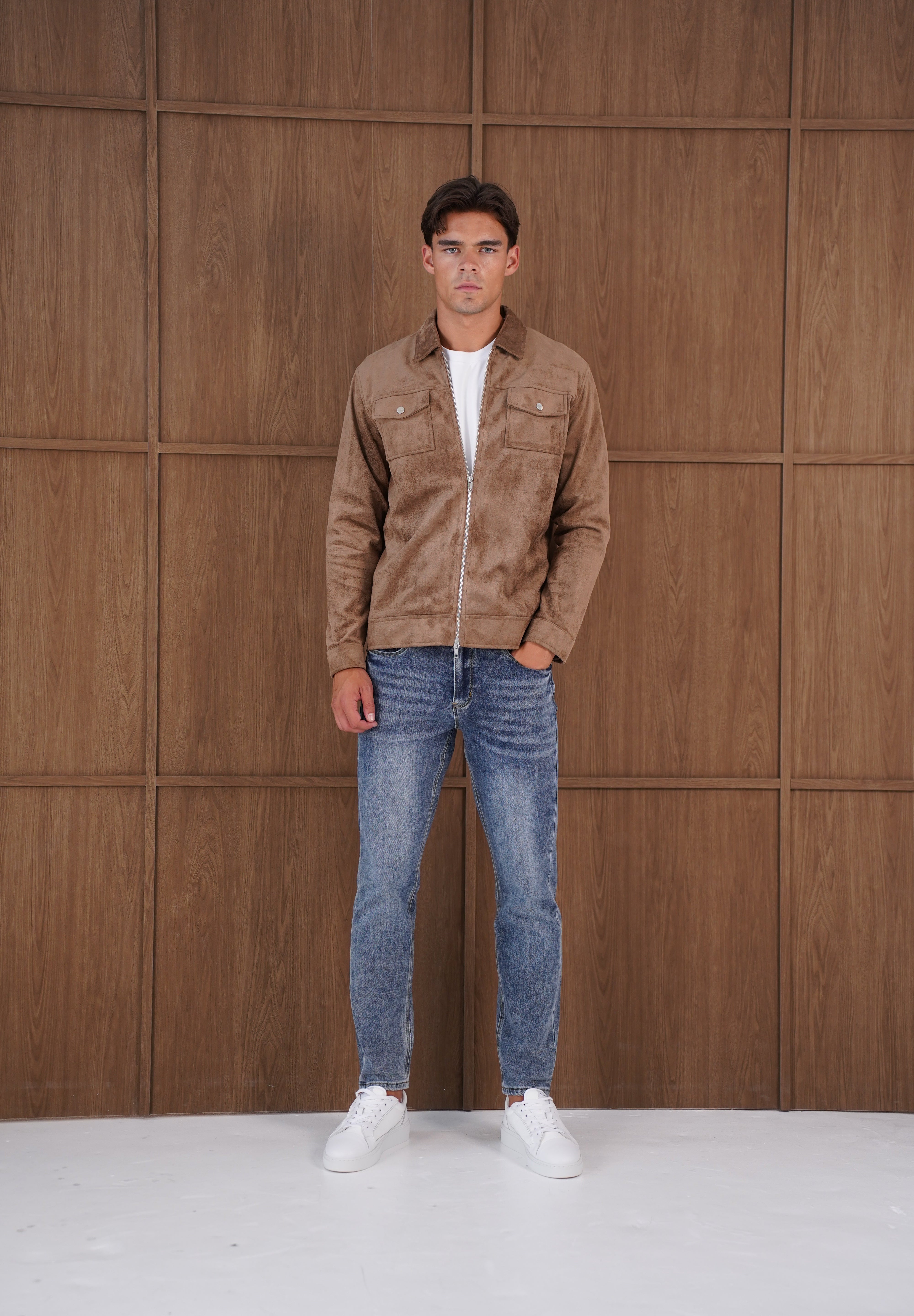 Capo Faux Suede Jacket - Brown