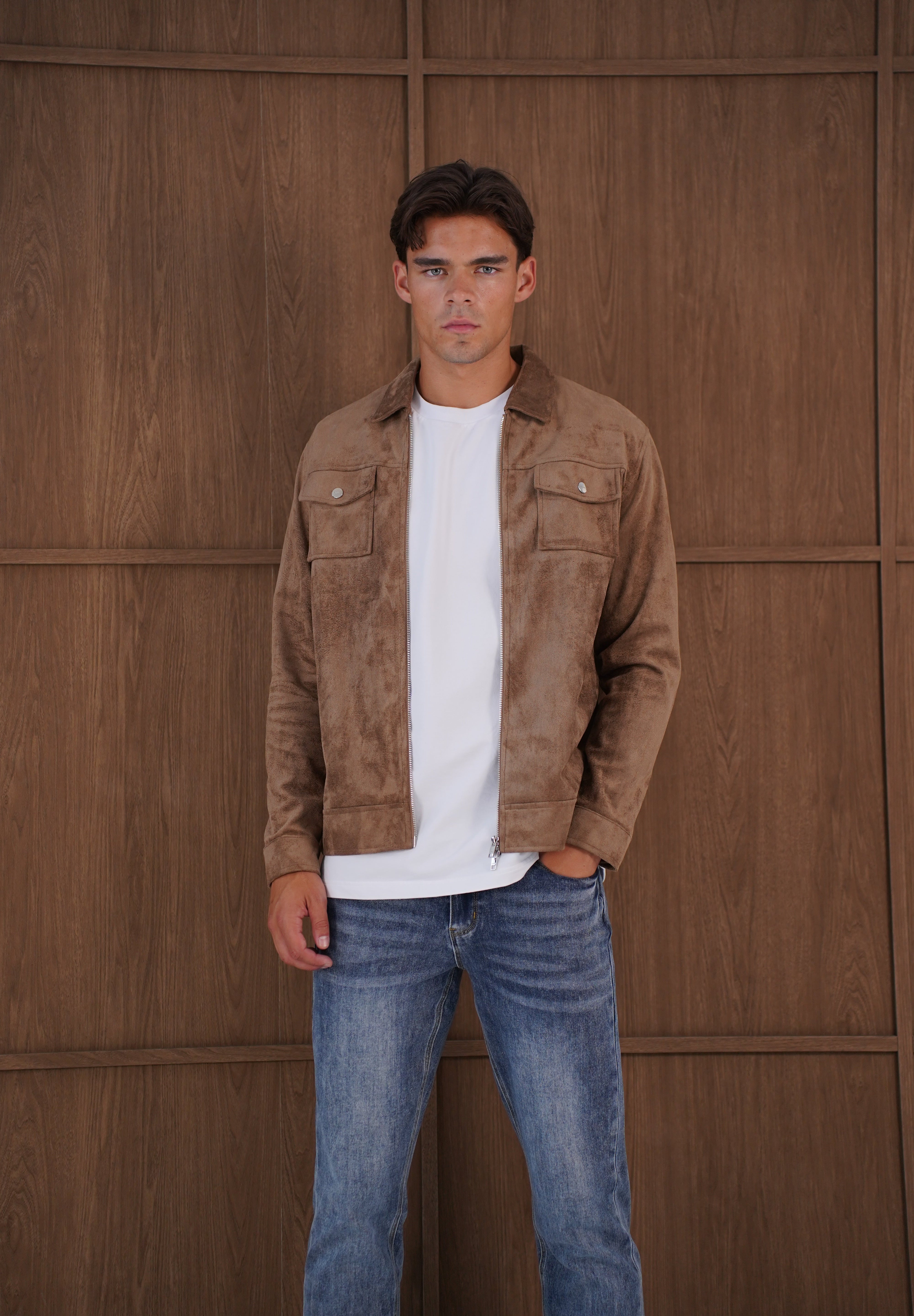 Capo Faux Suede Jacket - Brown