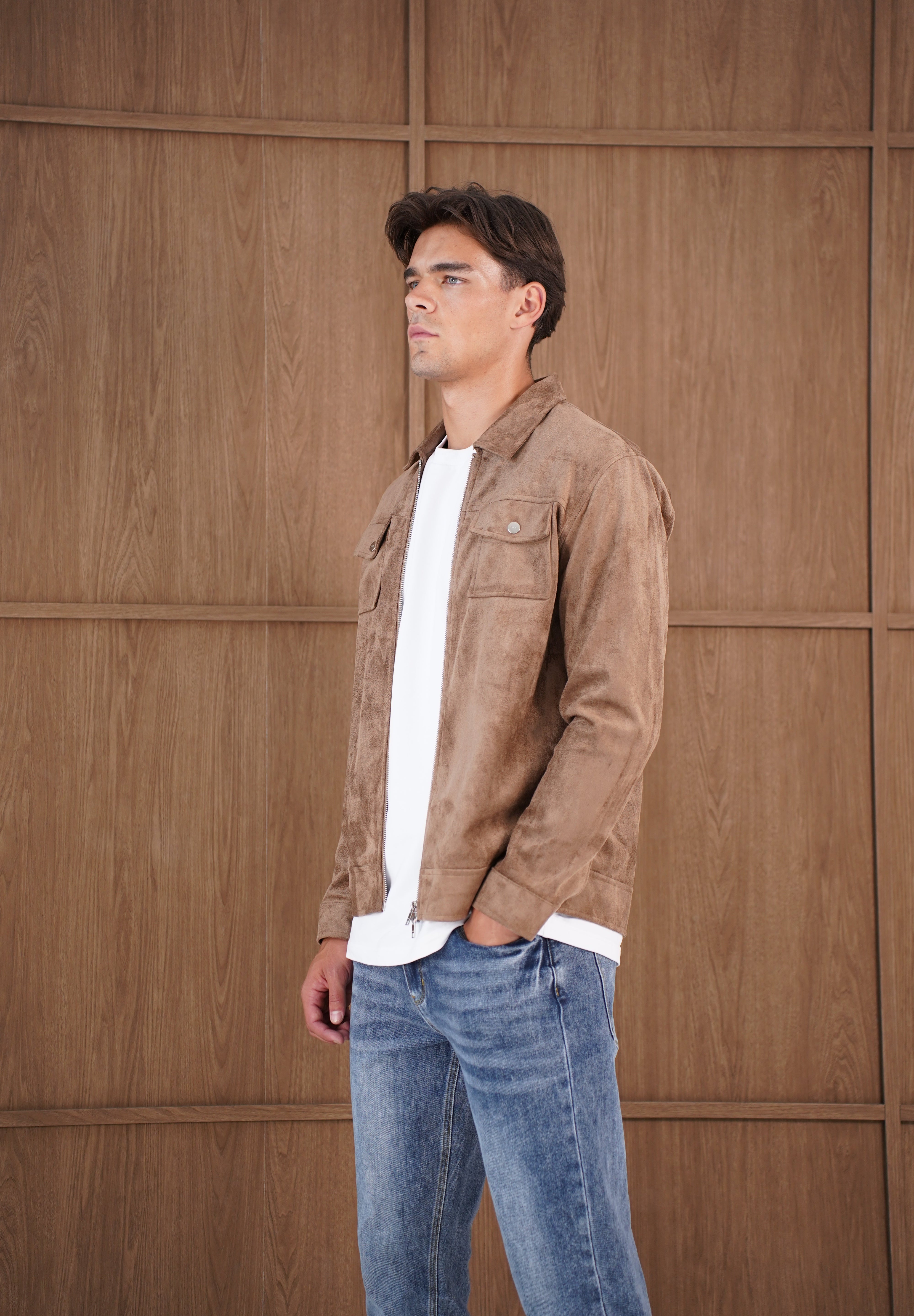 Capo Faux Suede Jacket - Brown