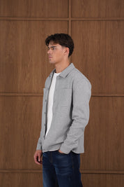Capo Smart Button Overshirt - Light Grey