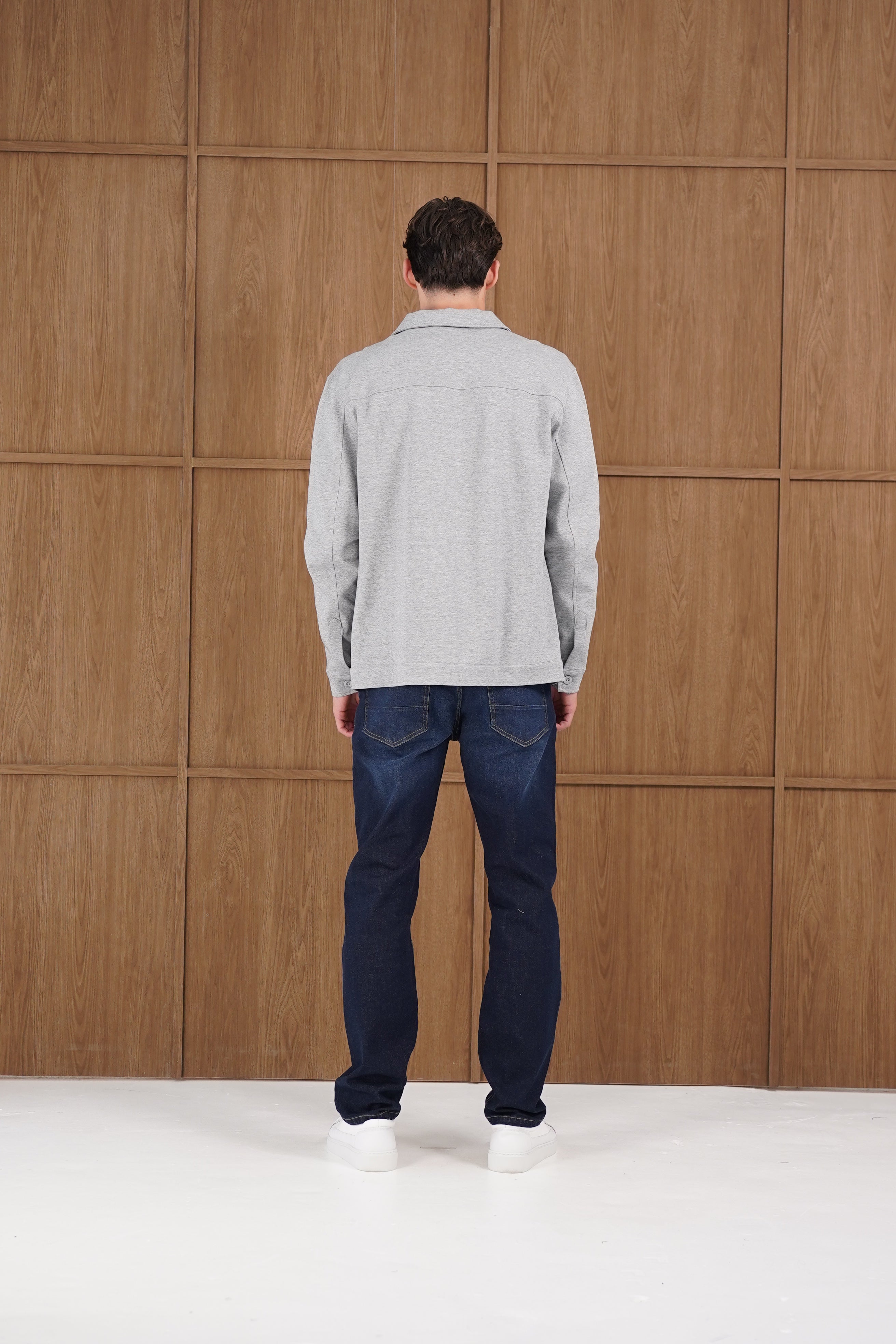 Capo Smart Button Overshirt - Light Grey