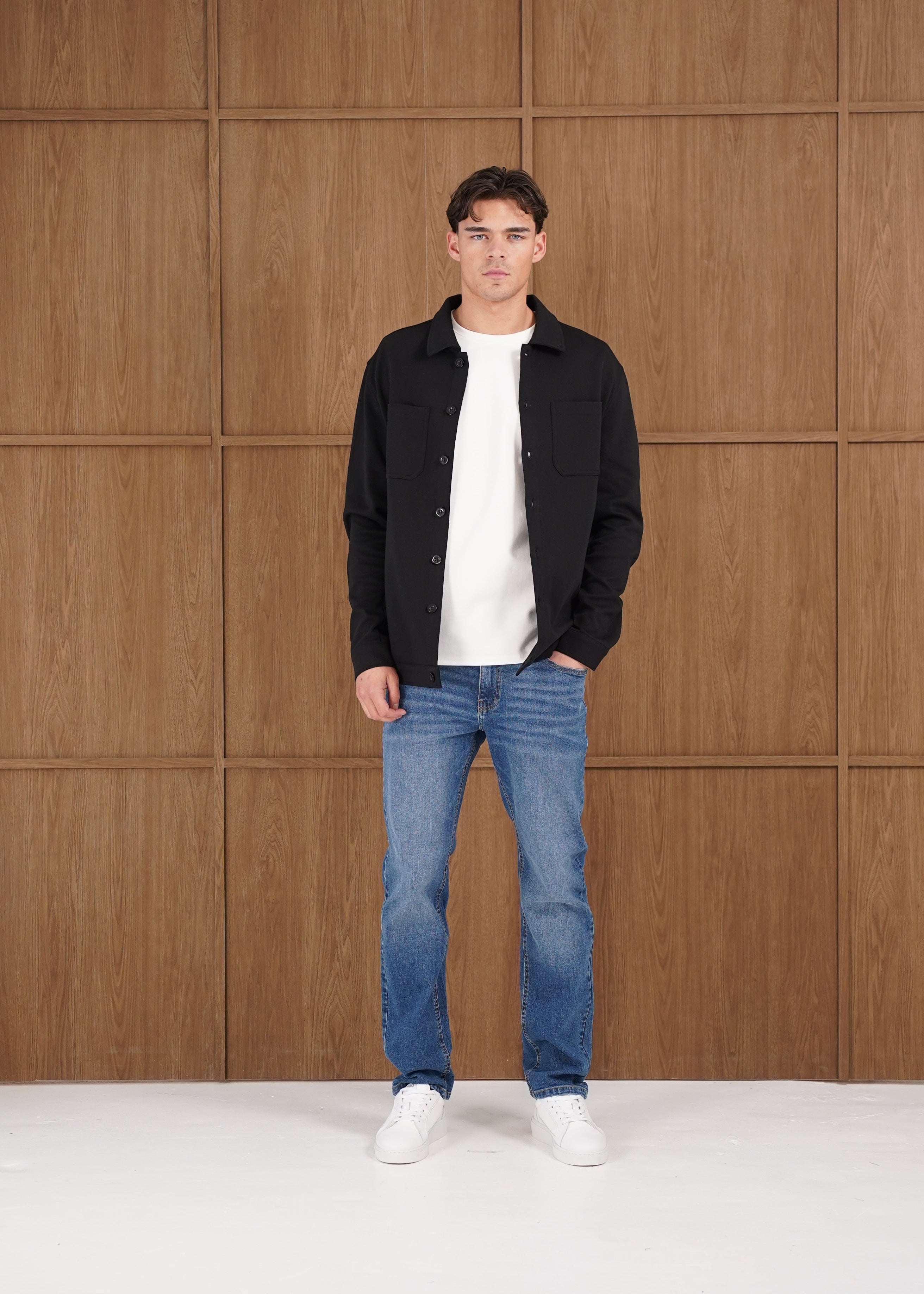 Capo Smart Button Overshirt - Black