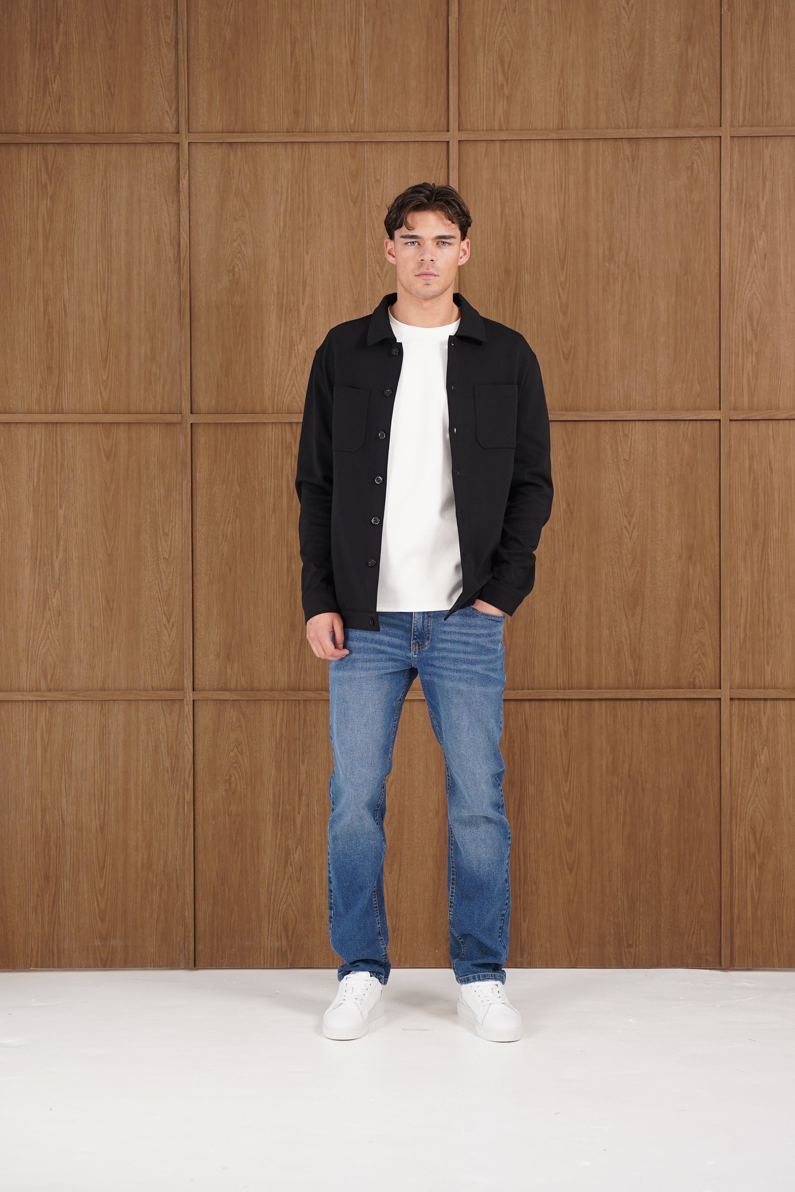 Capo Smart Button Overshirt - Black