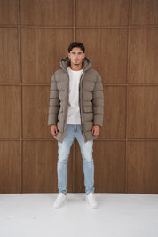 Capo Mid-Length Puffer Coat - Brown