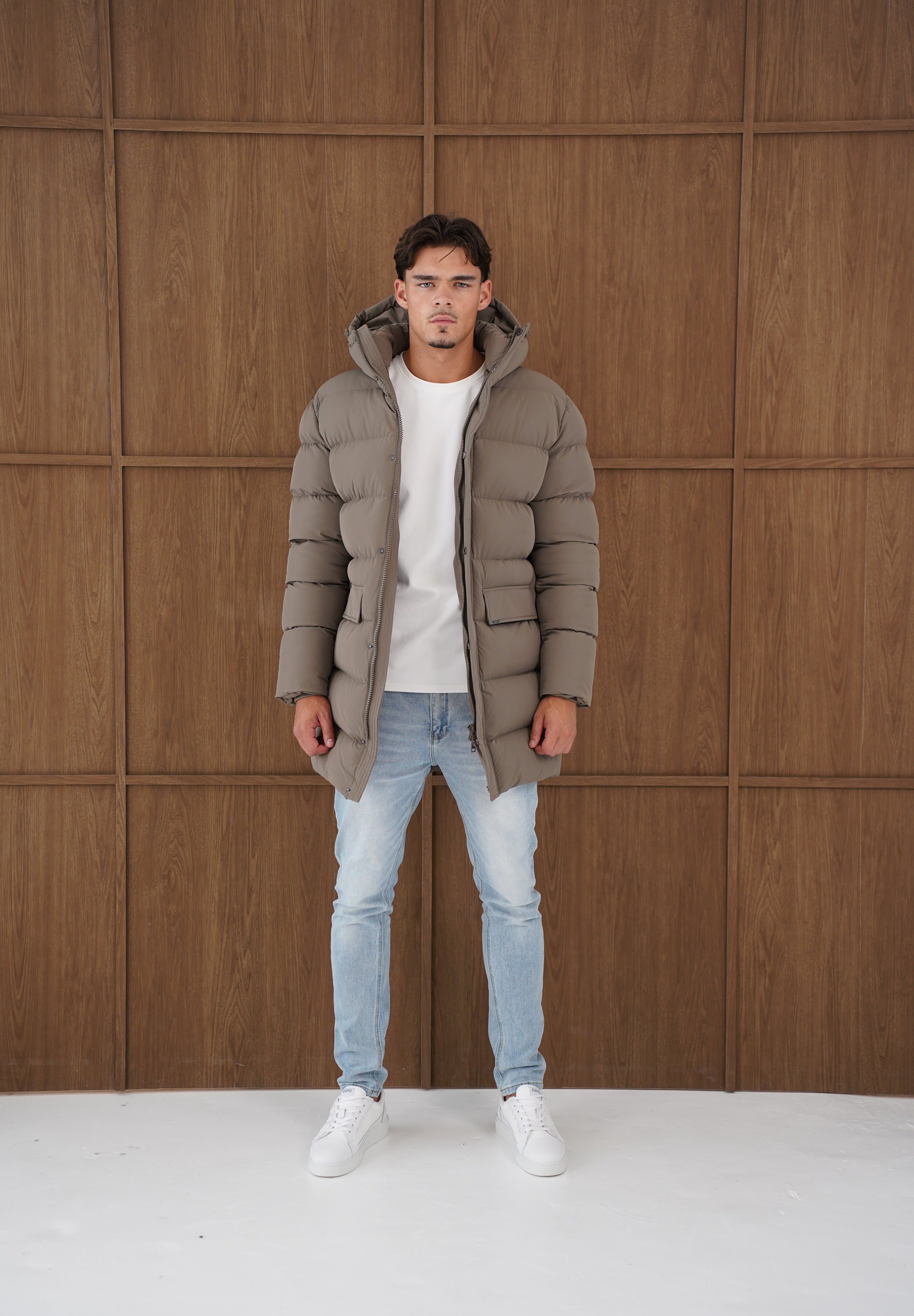 Capo Mid-Length Puffer Coat - Brown