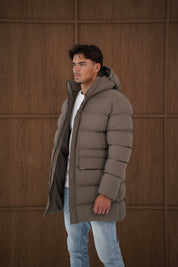 Capo Mid-Length Puffer Coat - Brown