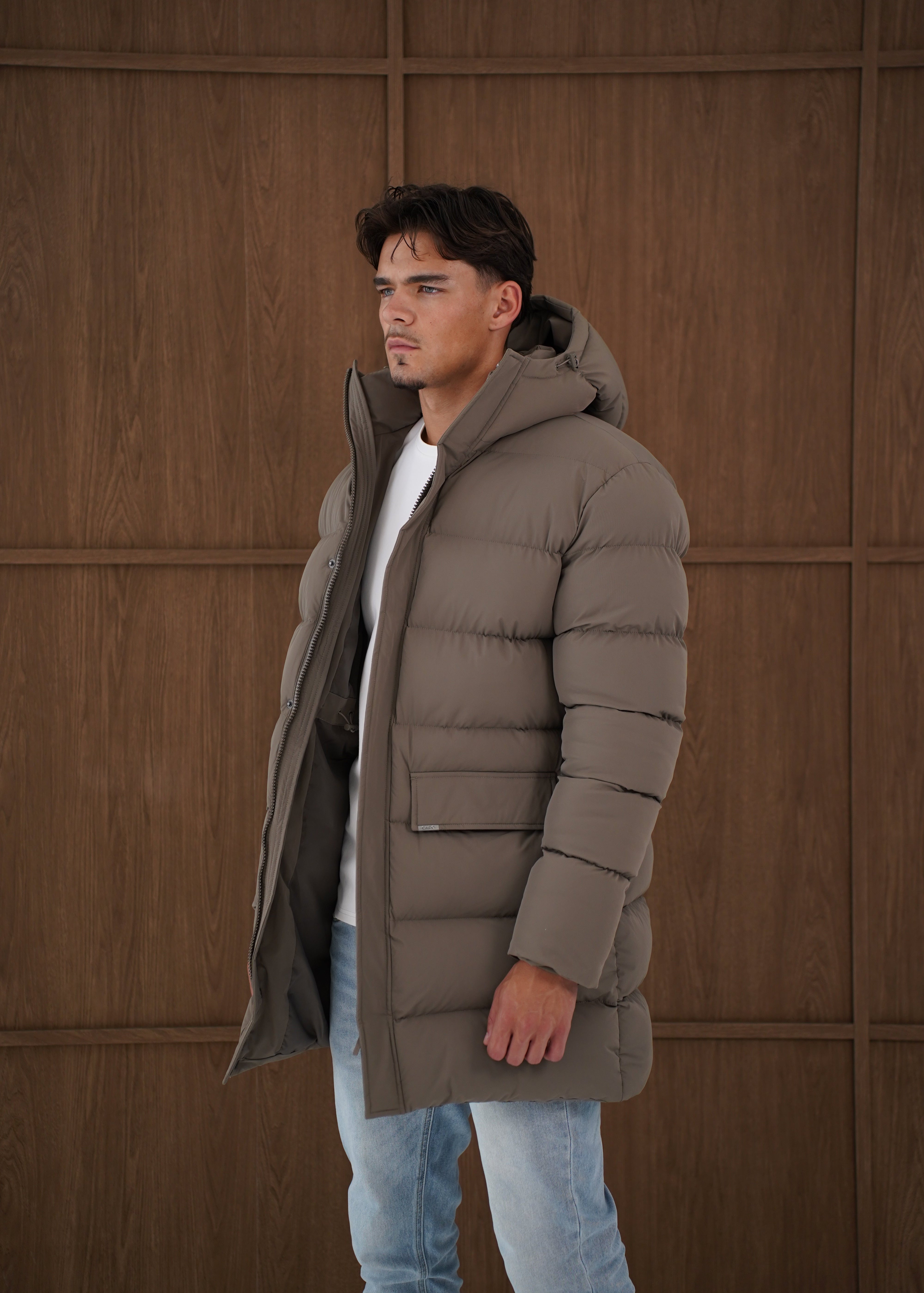 Capo Mid-Length Puffer Coat - Brown
