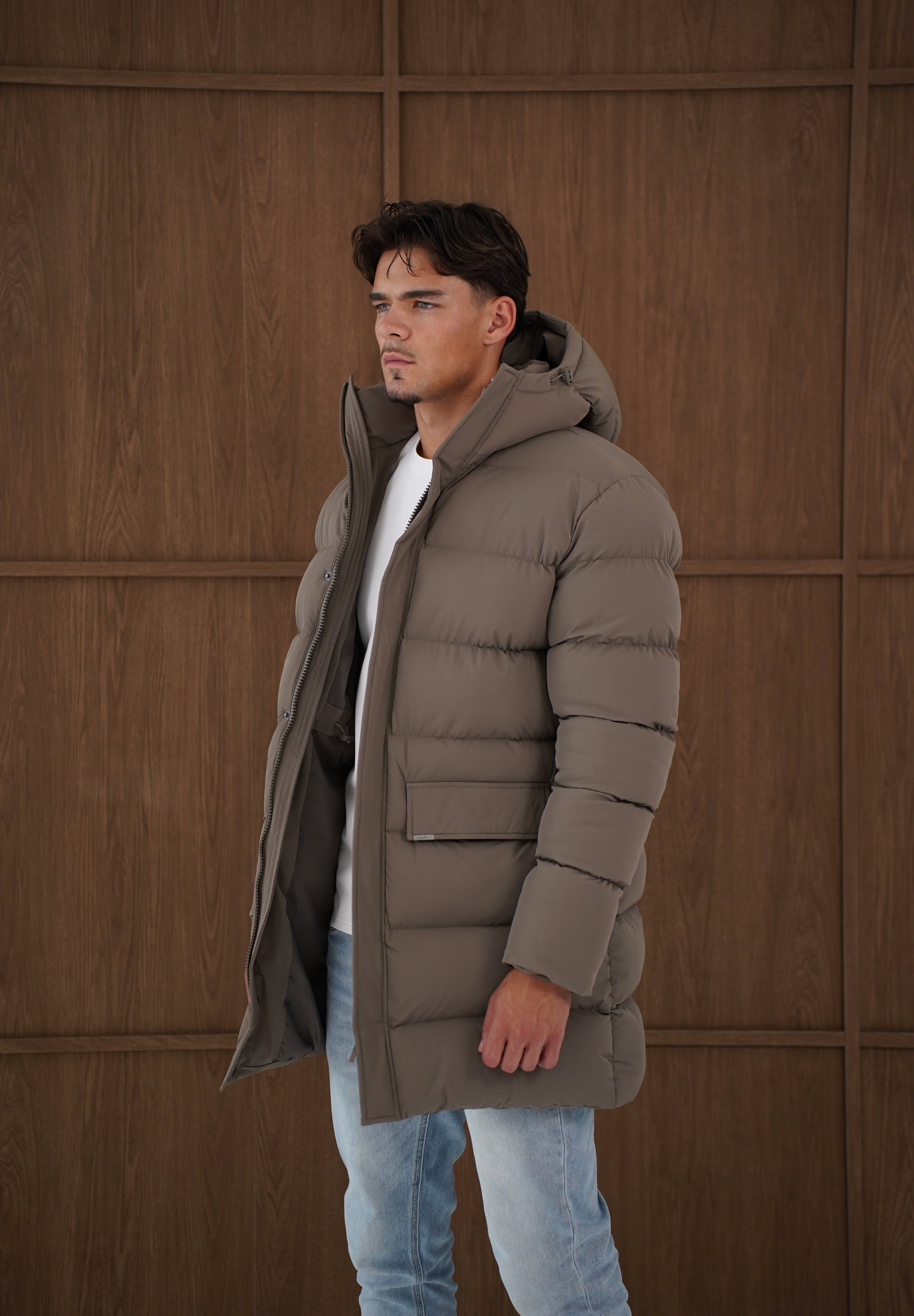 Capo Mid-Length Puffer Coat - Brown