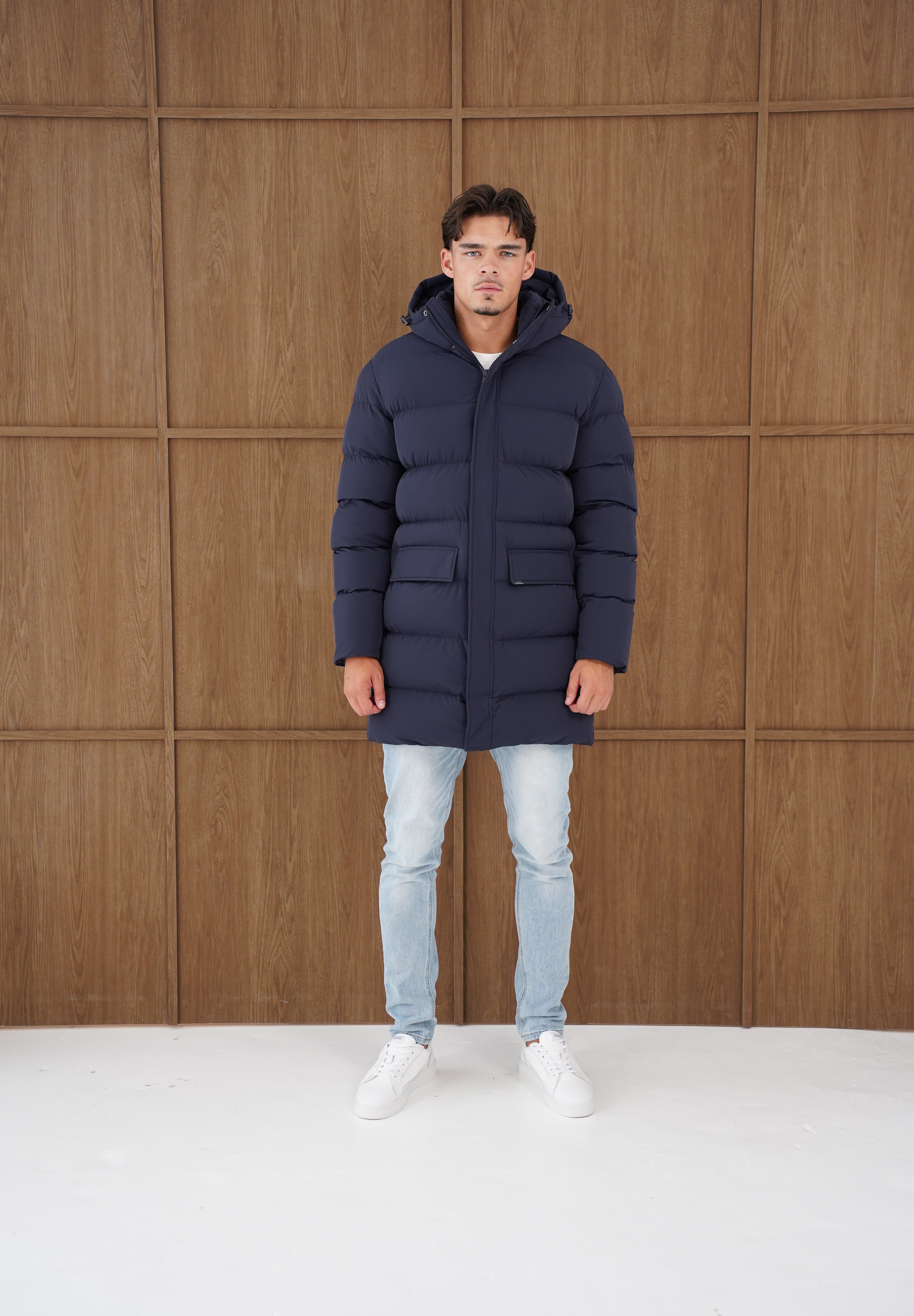 Capo Mid-Length Puffer Coat - Navy