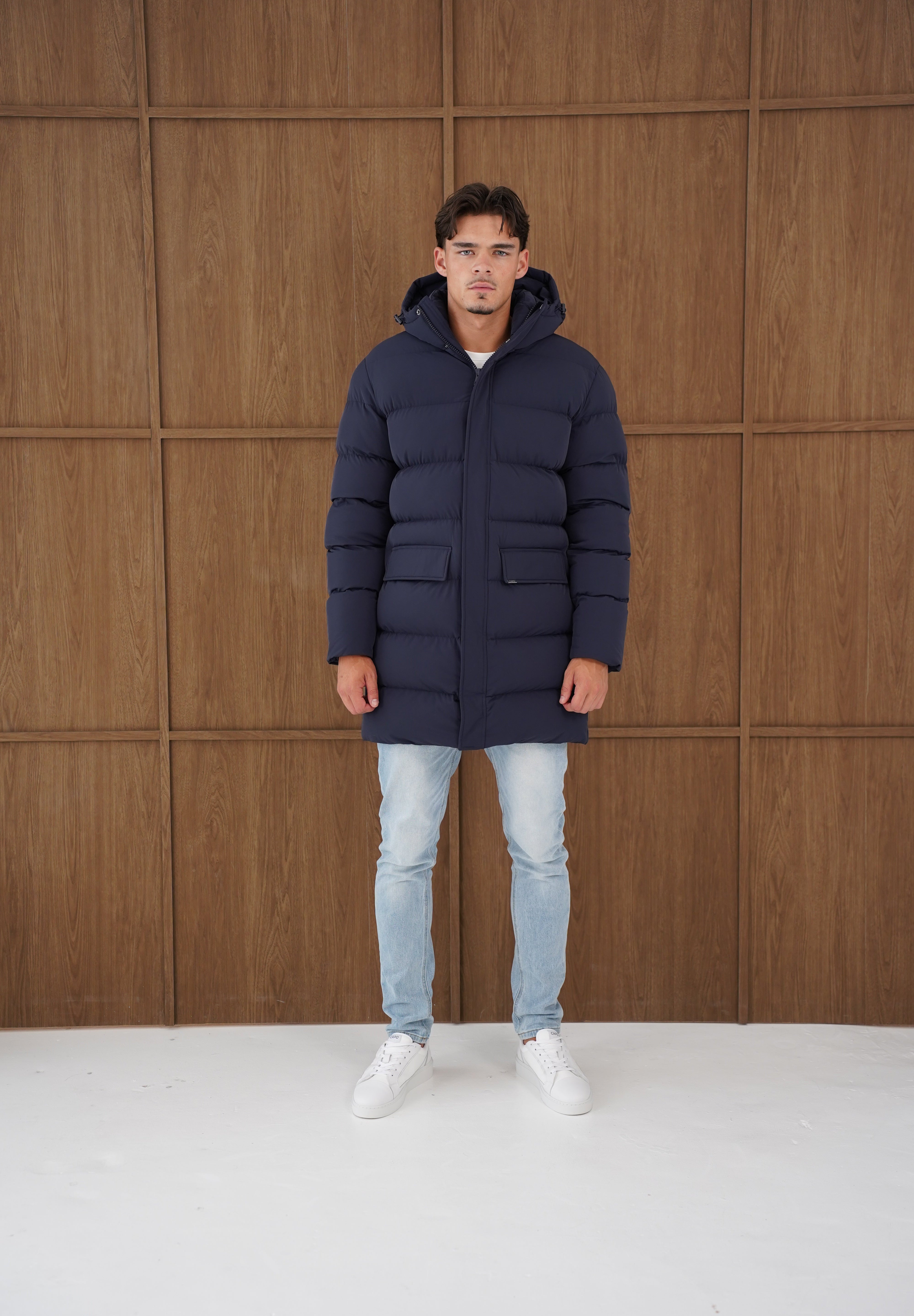 Capo Mid-Length Puffer Coat - Navy