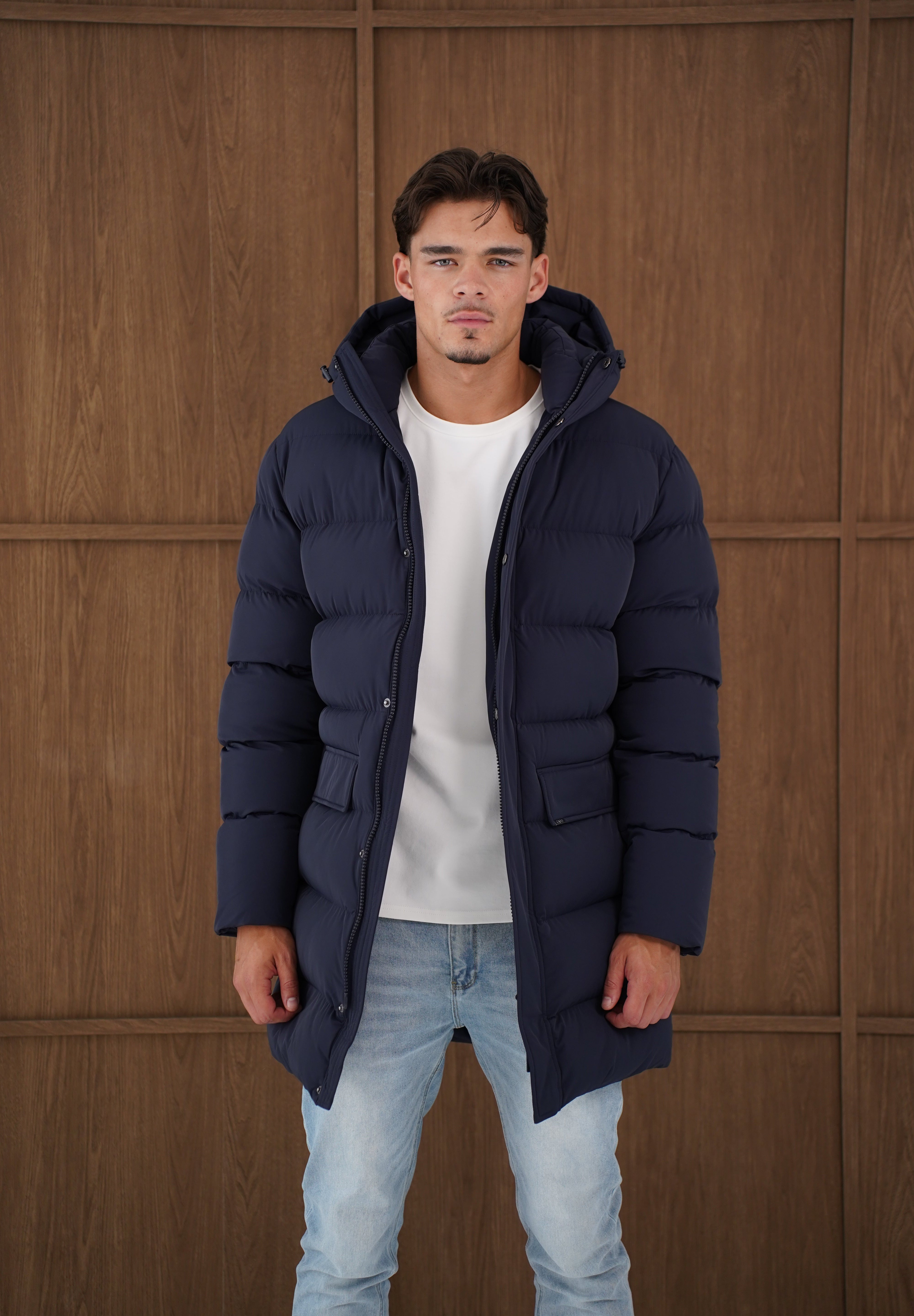 Capo Mid-Length Puffer Coat - Navy