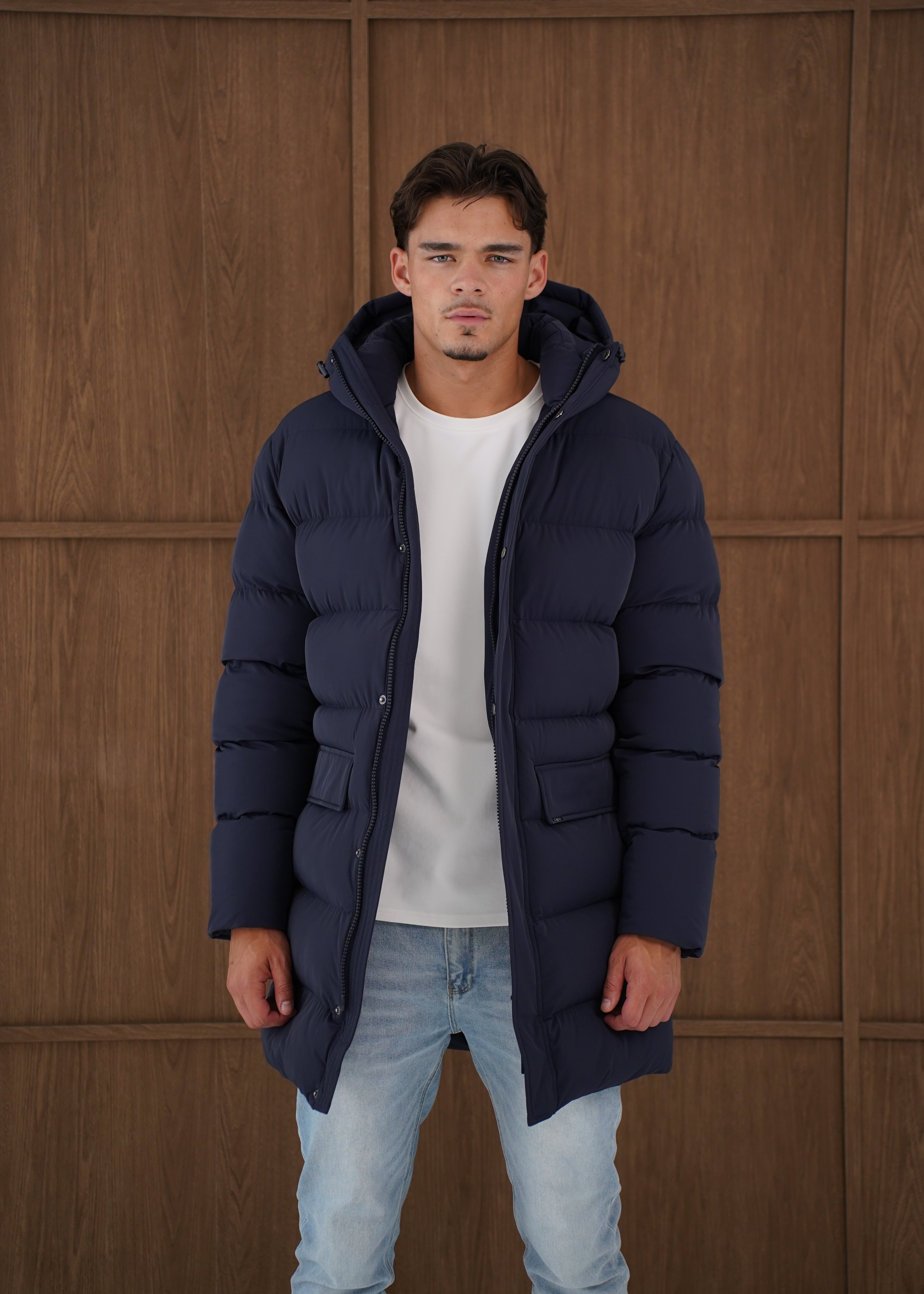 Capo Mid-Length Puffer Coat - Navy