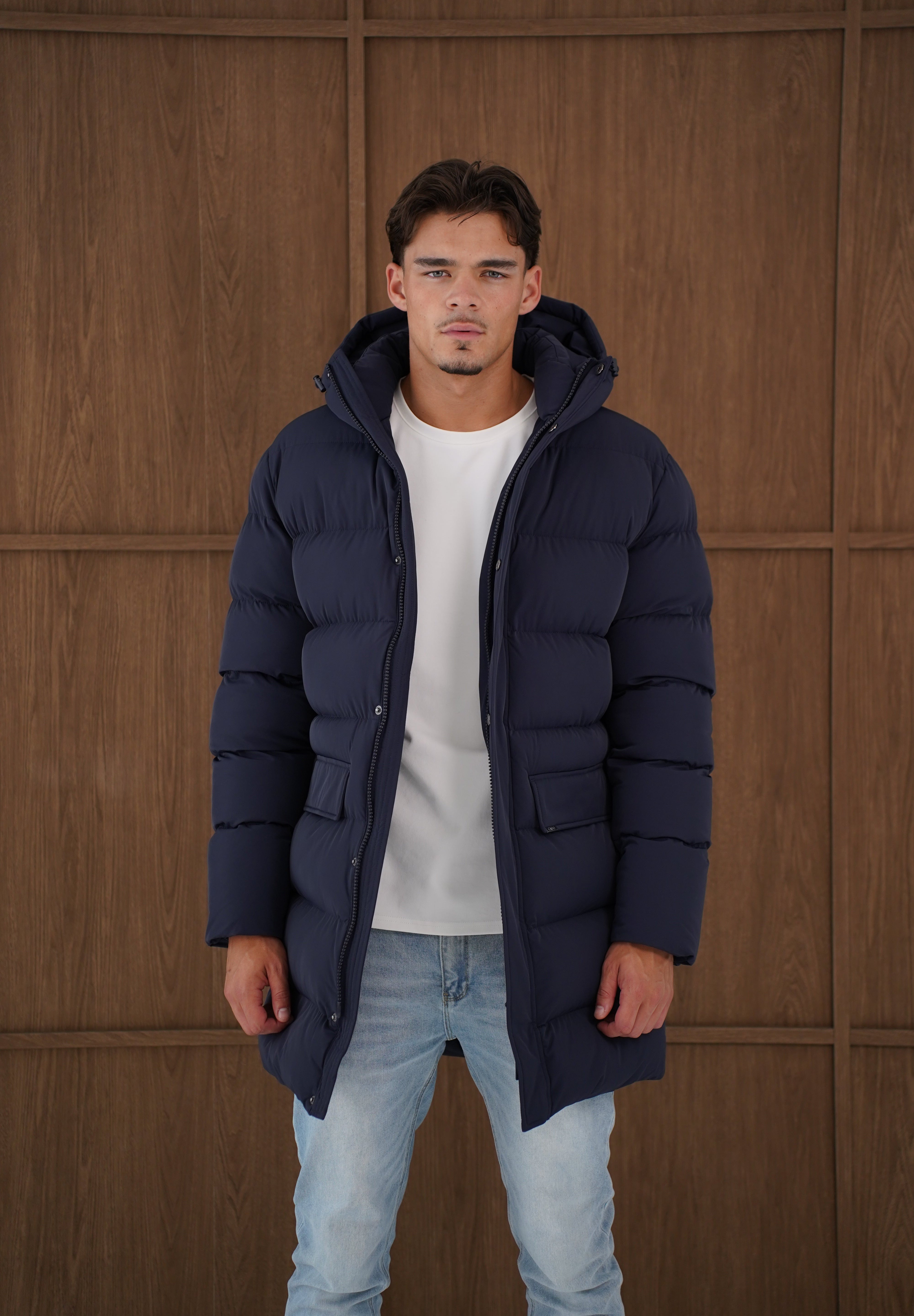 Capo Mid-Length Puffer Coat - Navy
