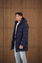 Capo Mid-Length Puffer Coat - Navy