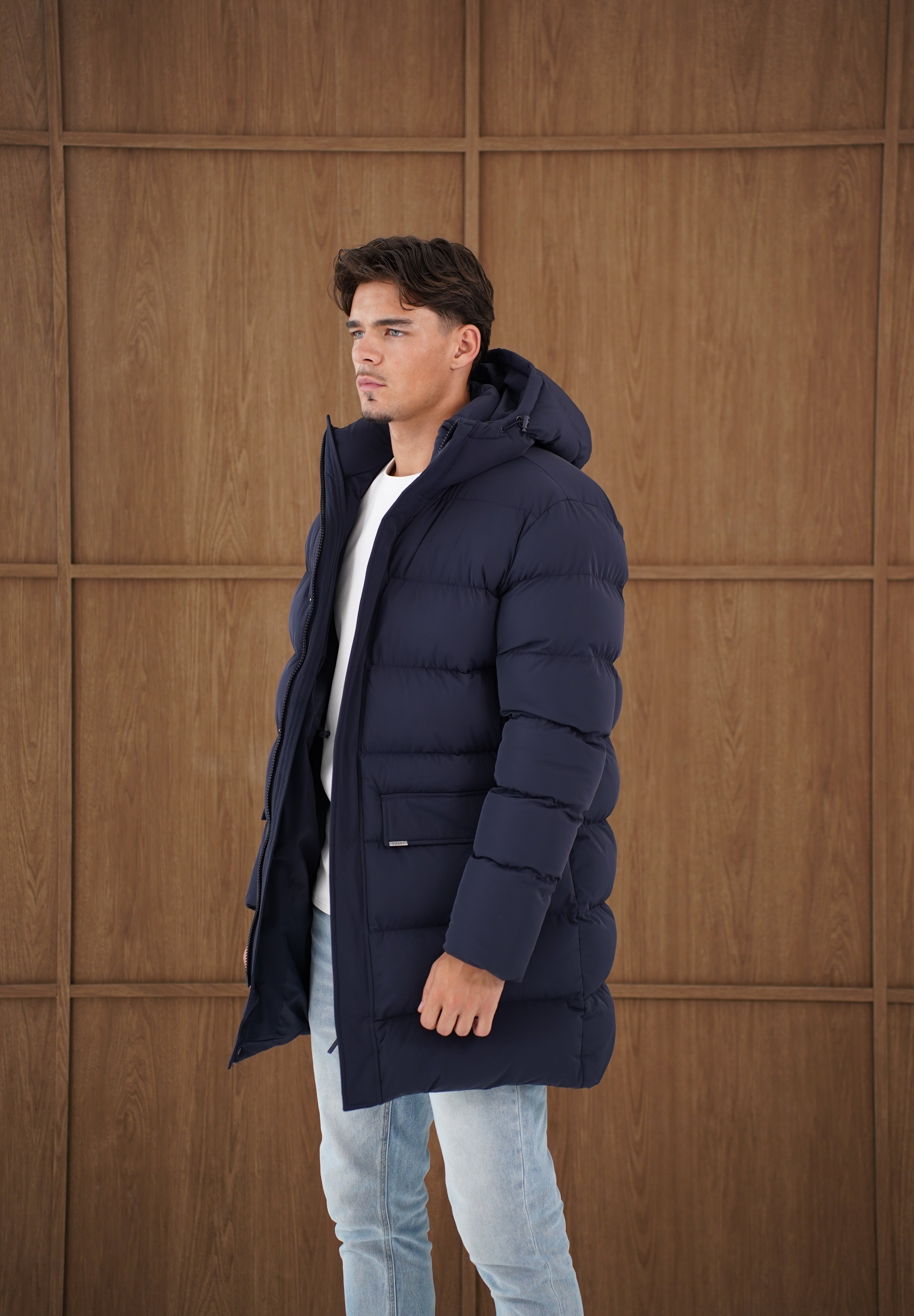 Capo Mid-Length Puffer Coat - Navy