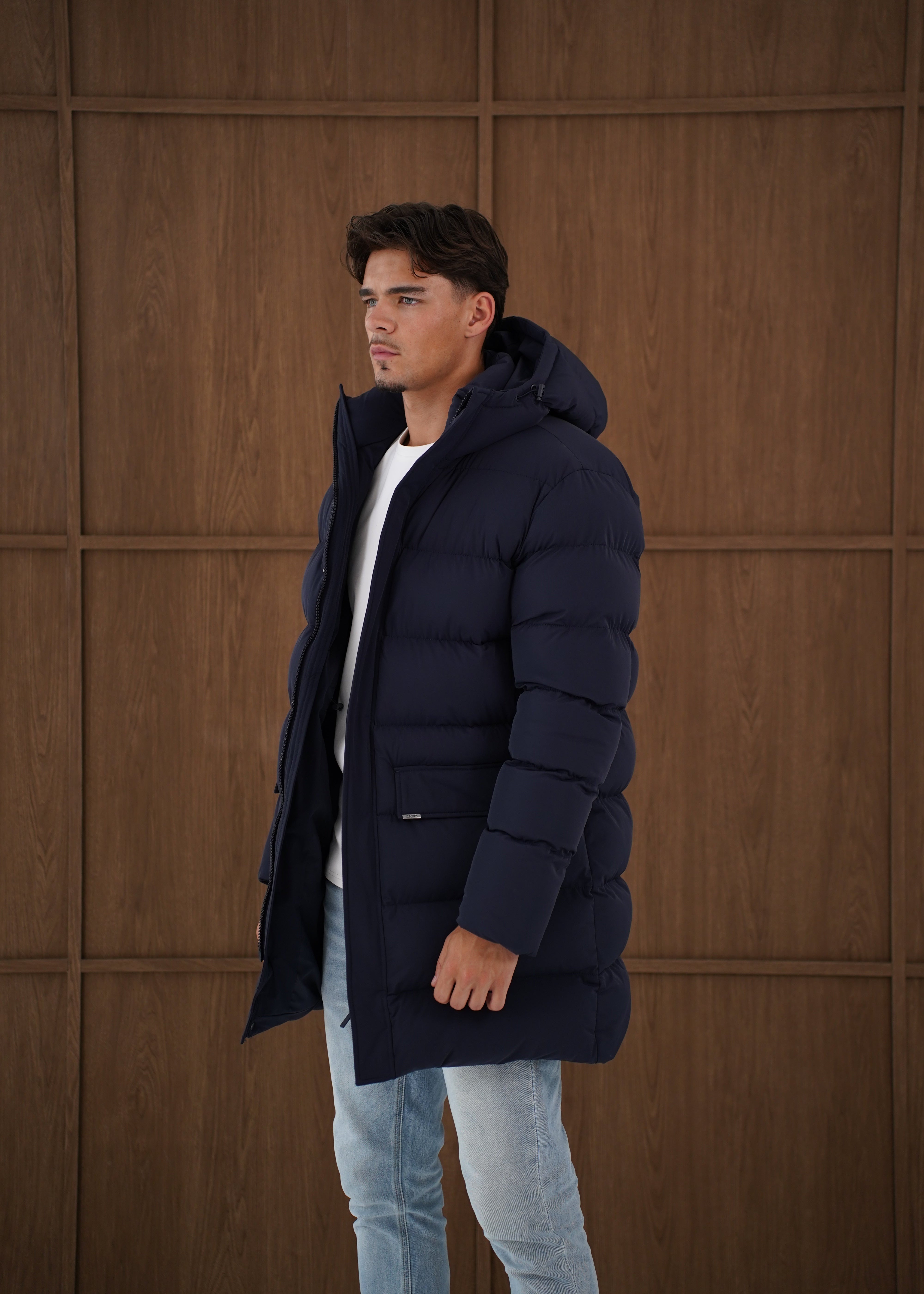 Capo Mid-Length Puffer Coat - Navy