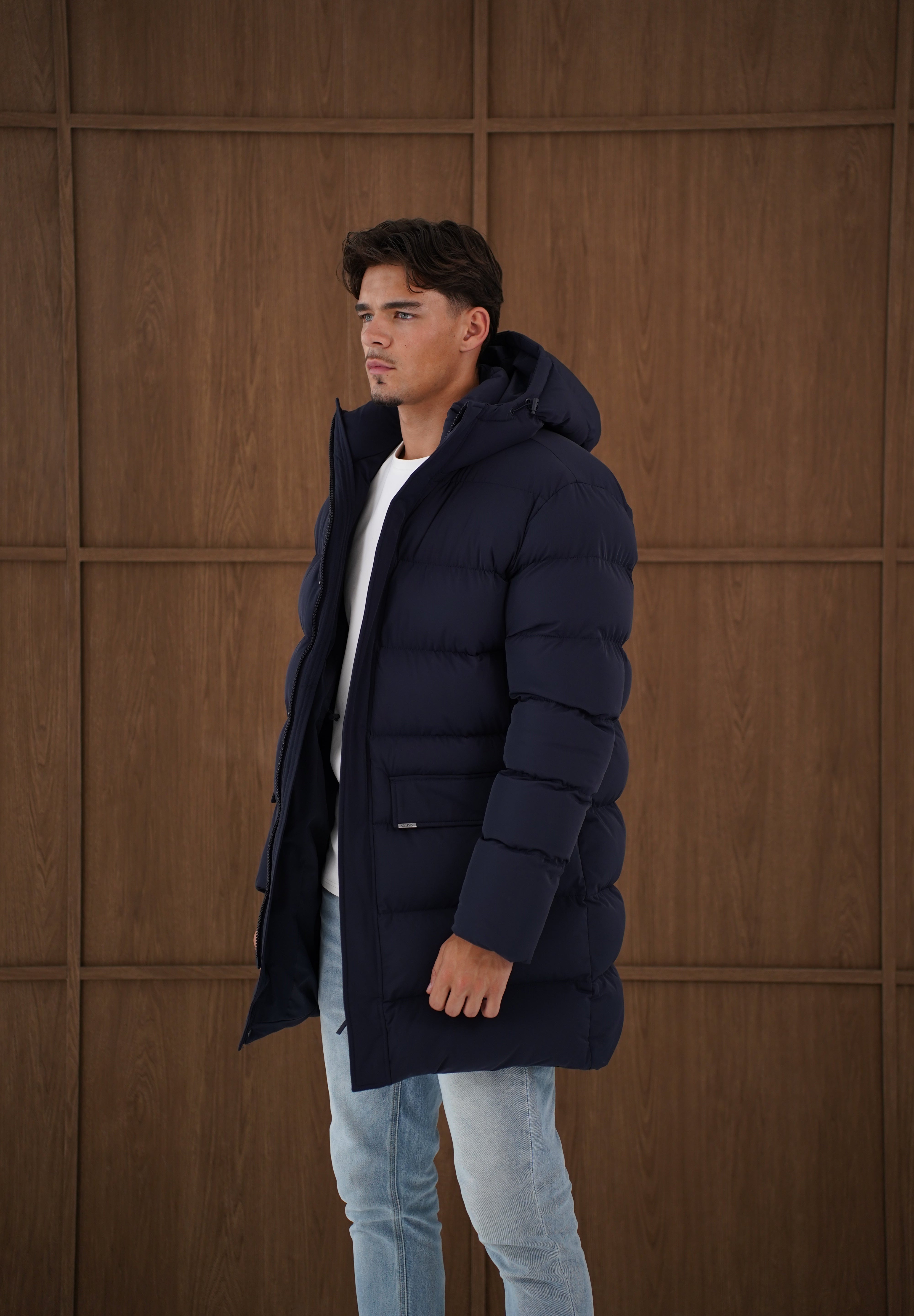 Capo Mid-Length Puffer Coat - Navy
