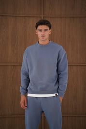 Capo Heavyweight Crew Neck Sweater - Slate Blue