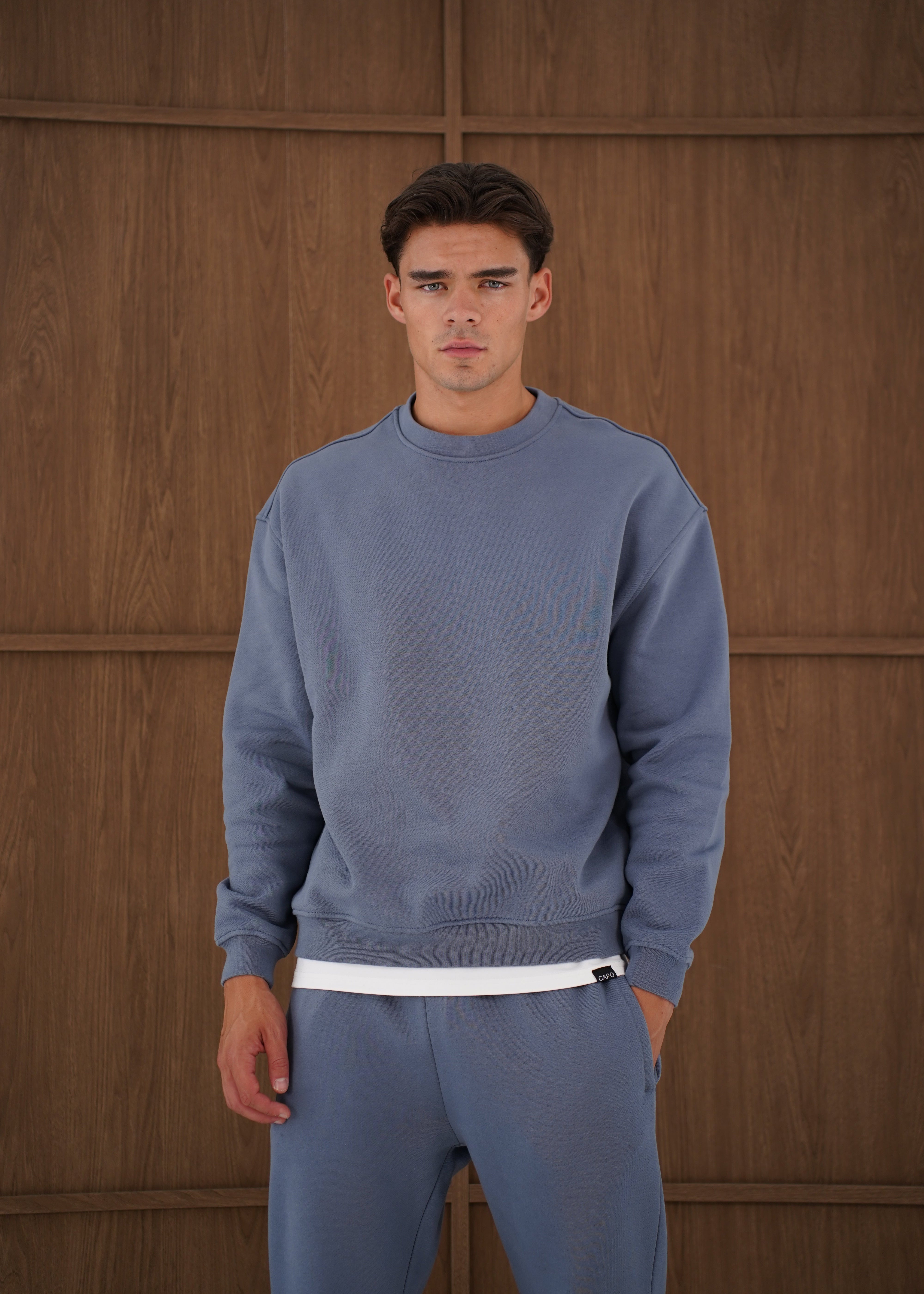 Capo Heavyweight Crew Neck Sweater - Slate Blue