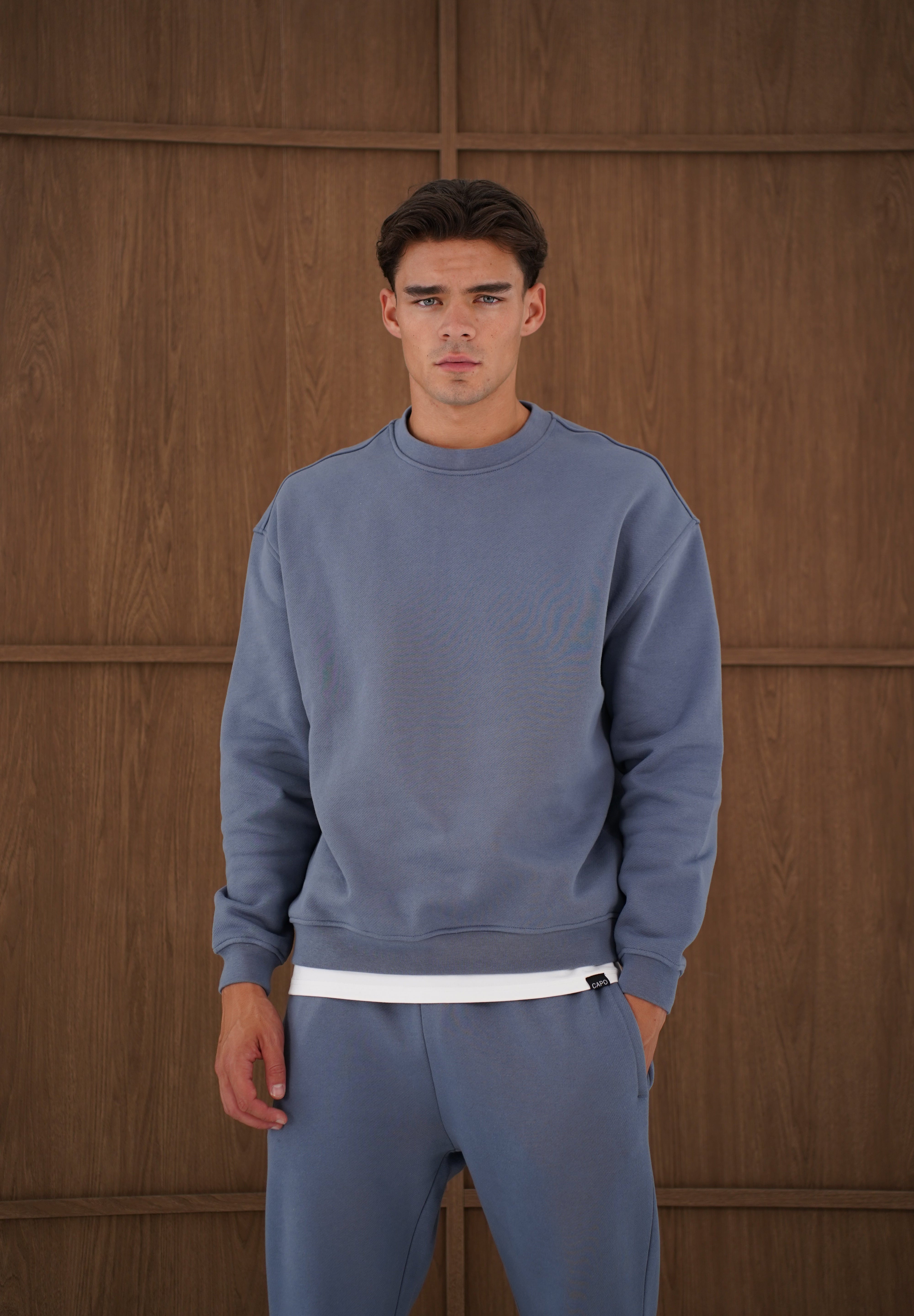 Capo Heavyweight Crew Neck Sweater - Slate Blue