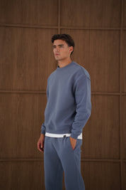 Capo Heavyweight Crew Neck Sweater - Slate Blue