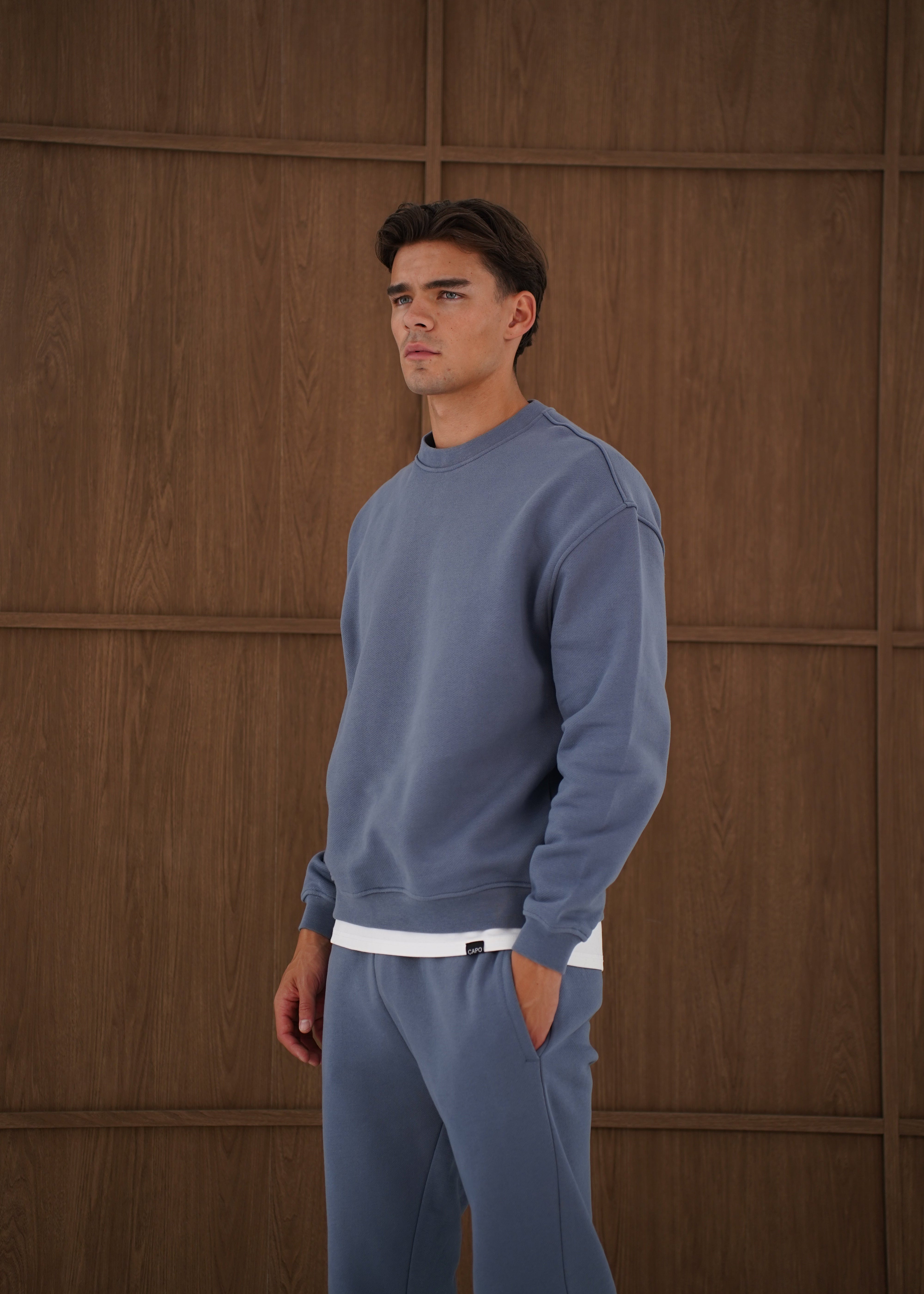 Capo Heavyweight Crew Neck Sweater - Slate Blue