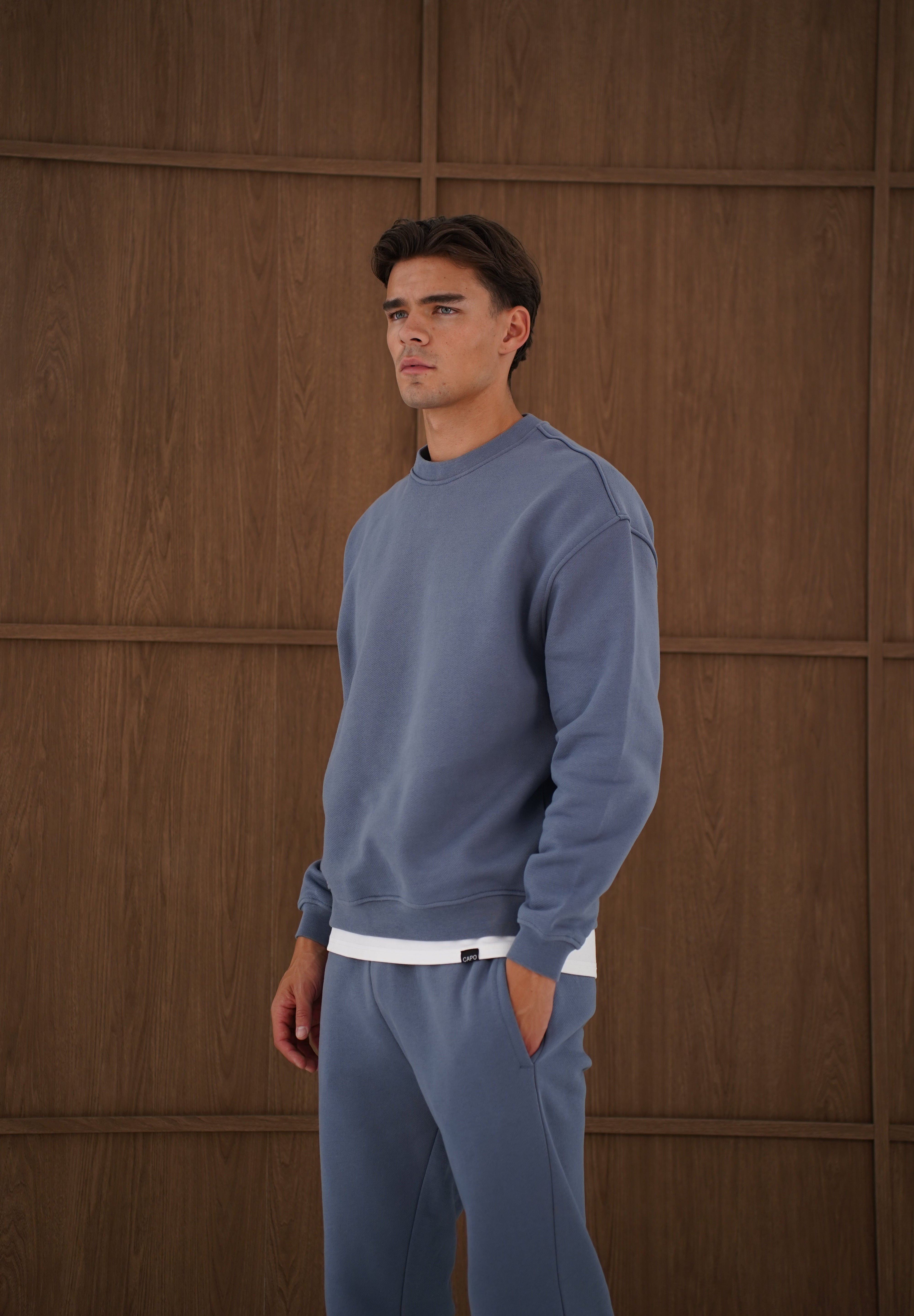 Capo Heavyweight Crew Neck Sweater - Slate Blue