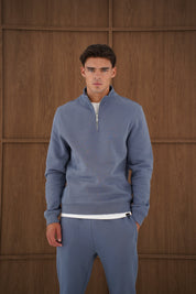 Capo Heavyweight 1/4 Zip Sweatshirt - Slate Blue