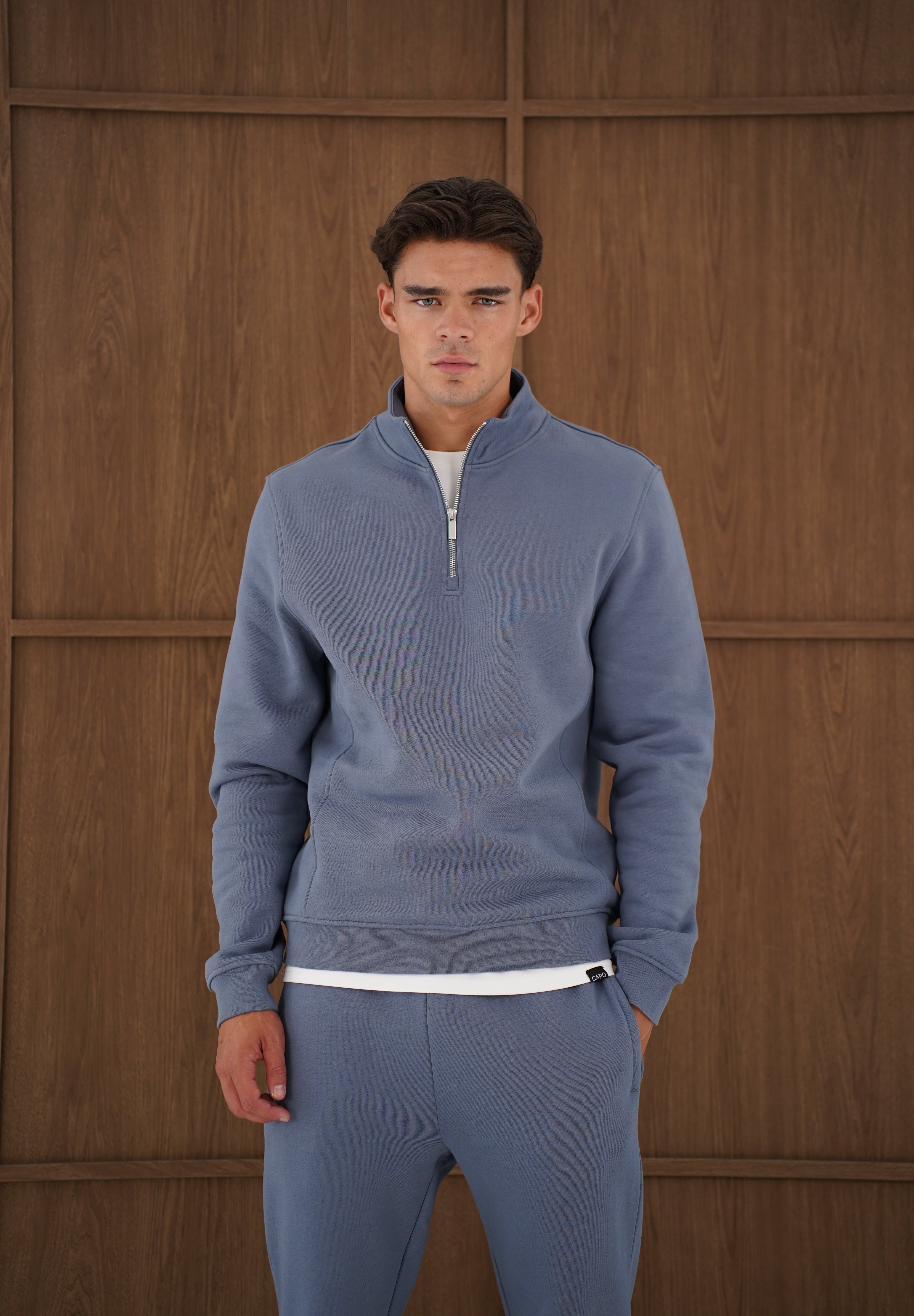 Capo Heavyweight 1/4 Zip Sweatshirt - Slate Blue