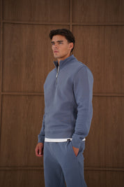Capo Heavyweight 1/4 Zip Sweatshirt - Slate Blue