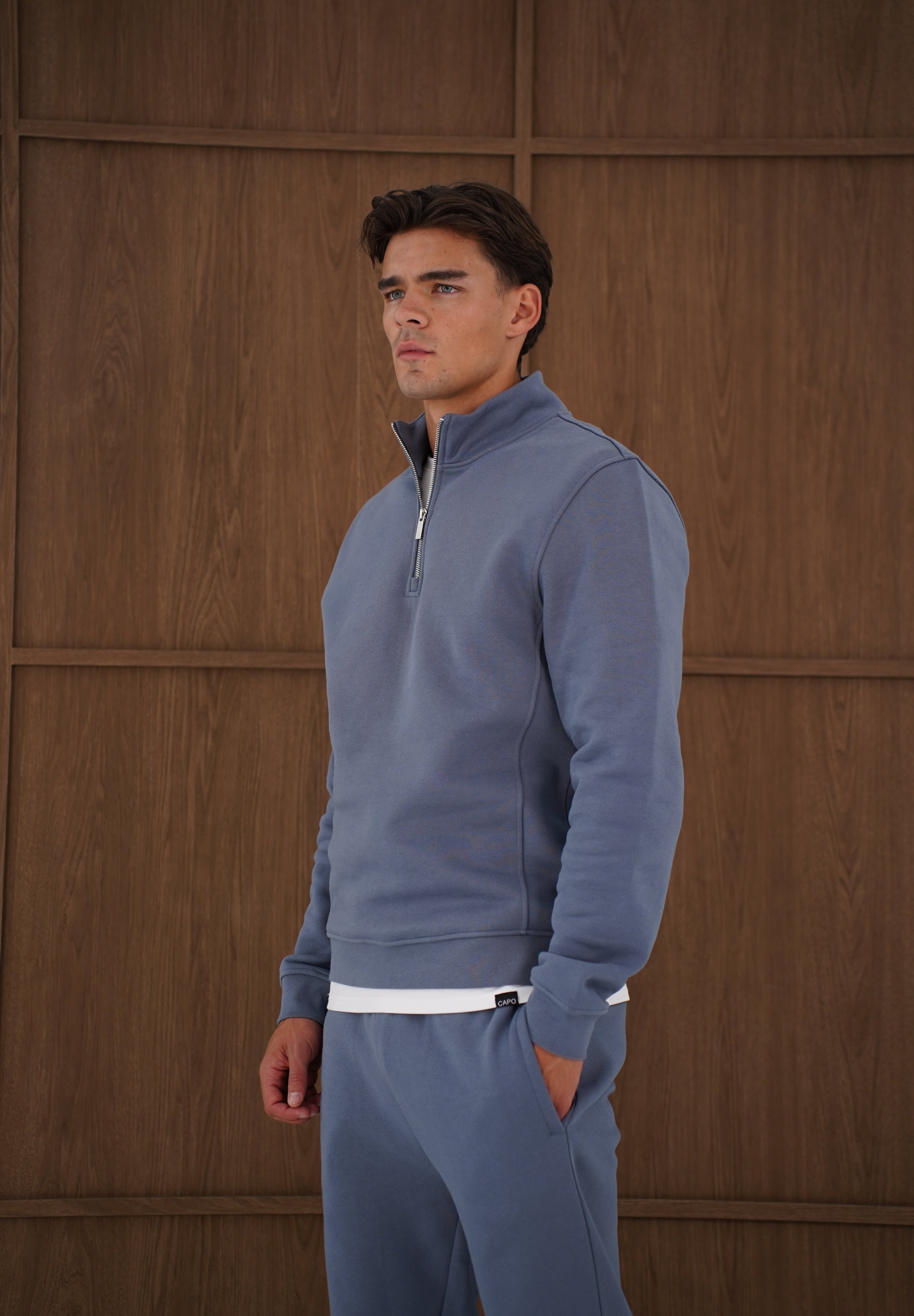 Capo Heavyweight 1/4 Zip Sweatshirt - Slate Blue