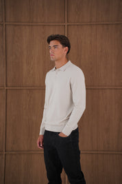 Capo James Button Up LS Polo Shirt - Stone