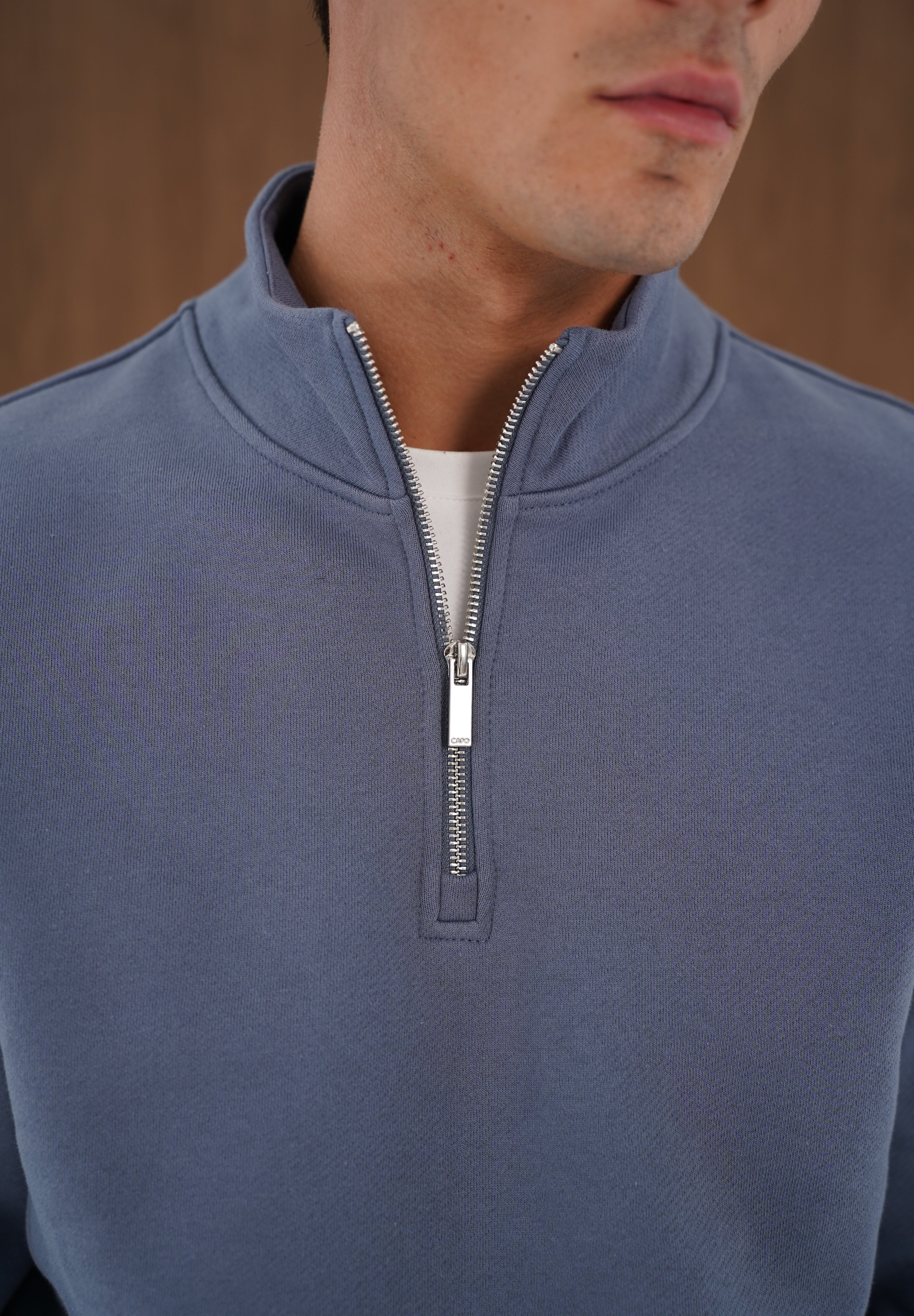 Capo Heavyweight 1/4 Zip Sweatshirt - Slate Blue