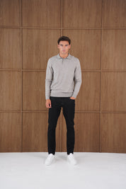 Capo James Button Up LS Polo Shirt - Grey