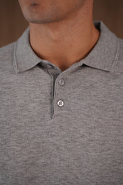 Capo James Button Up LS Polo Shirt - Grey