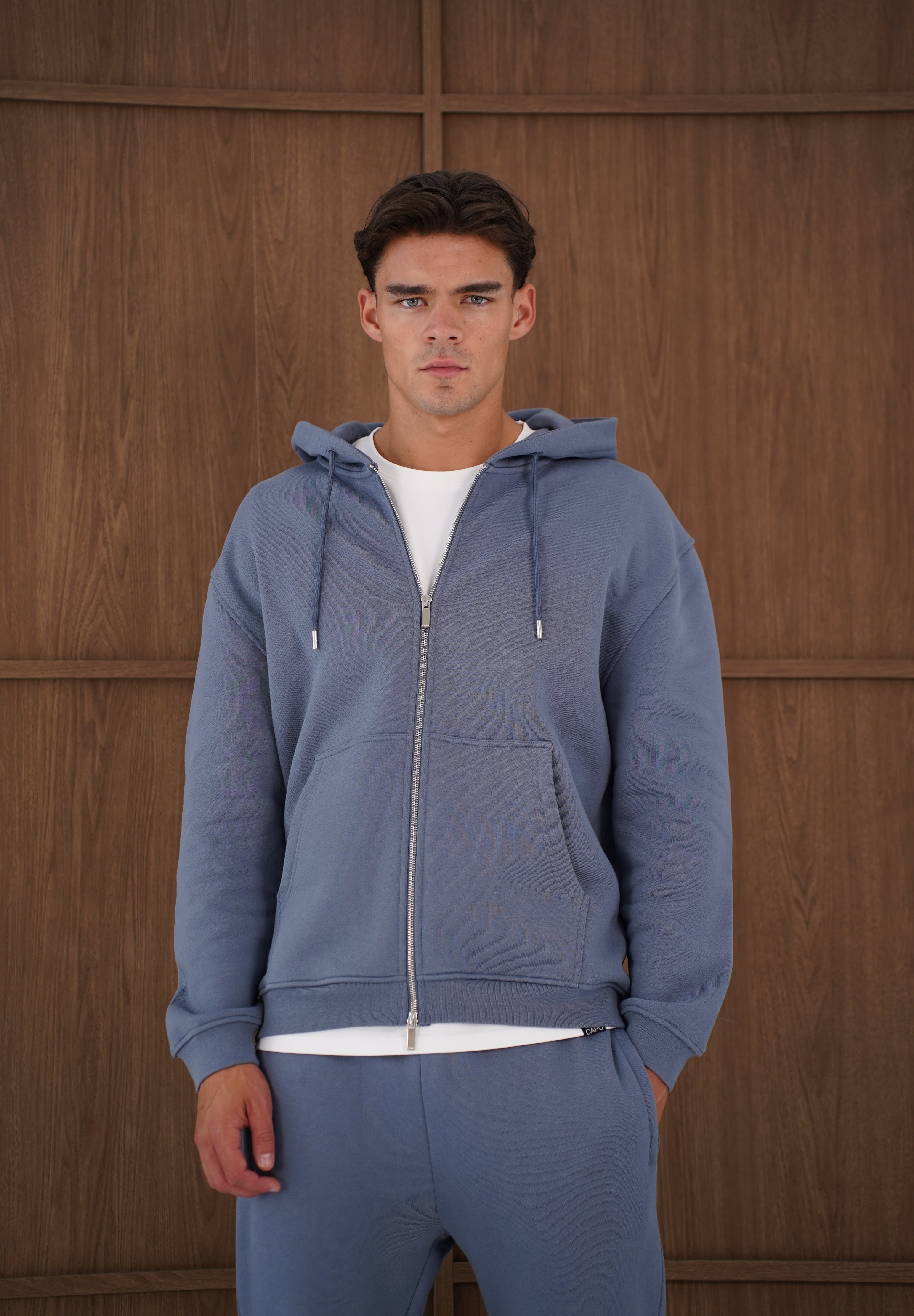 Capo Heavyweight Full Zip Hoodie - Slate Blue