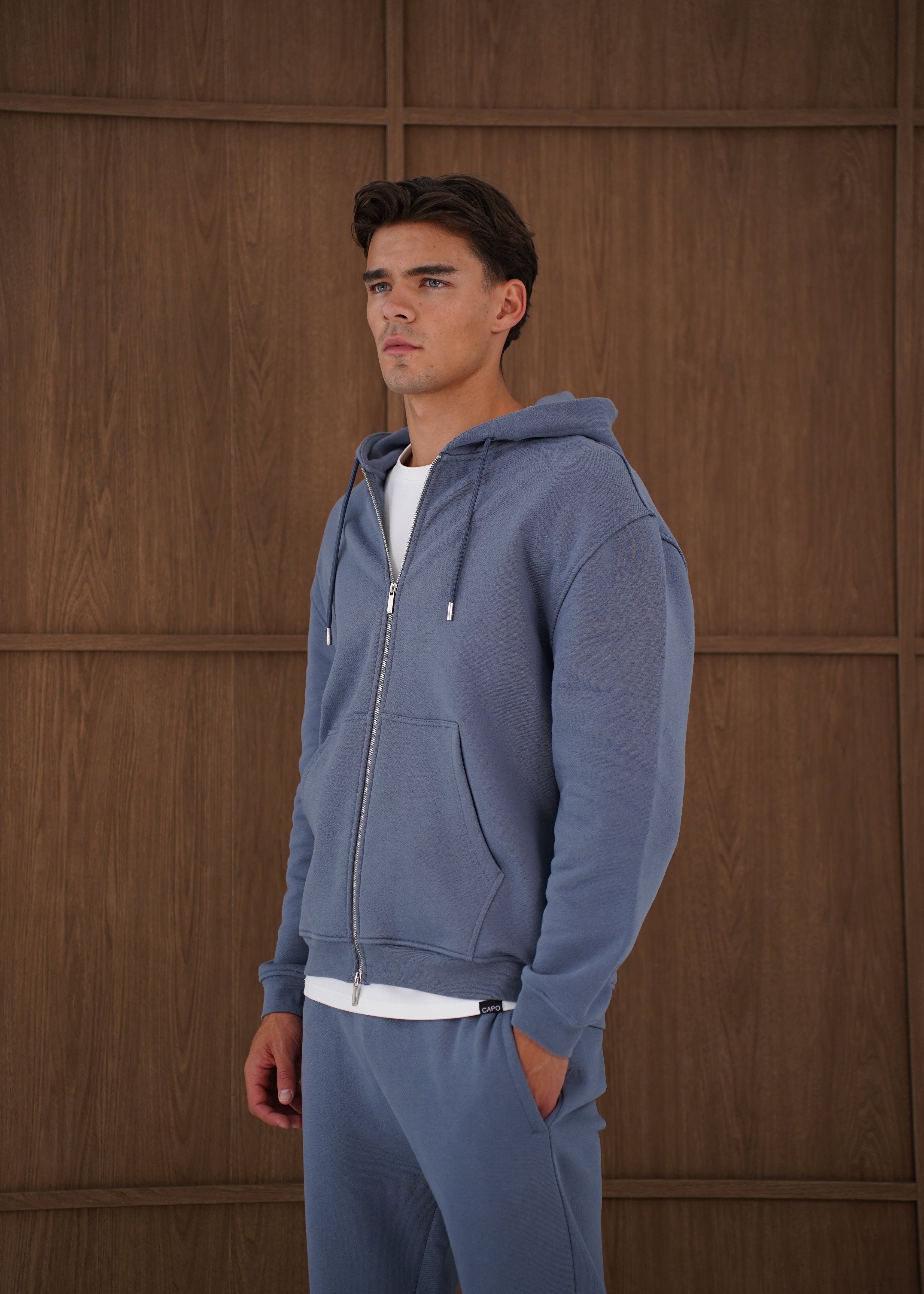 Capo Heavyweight Full Zip Hoodie - Slate Blue