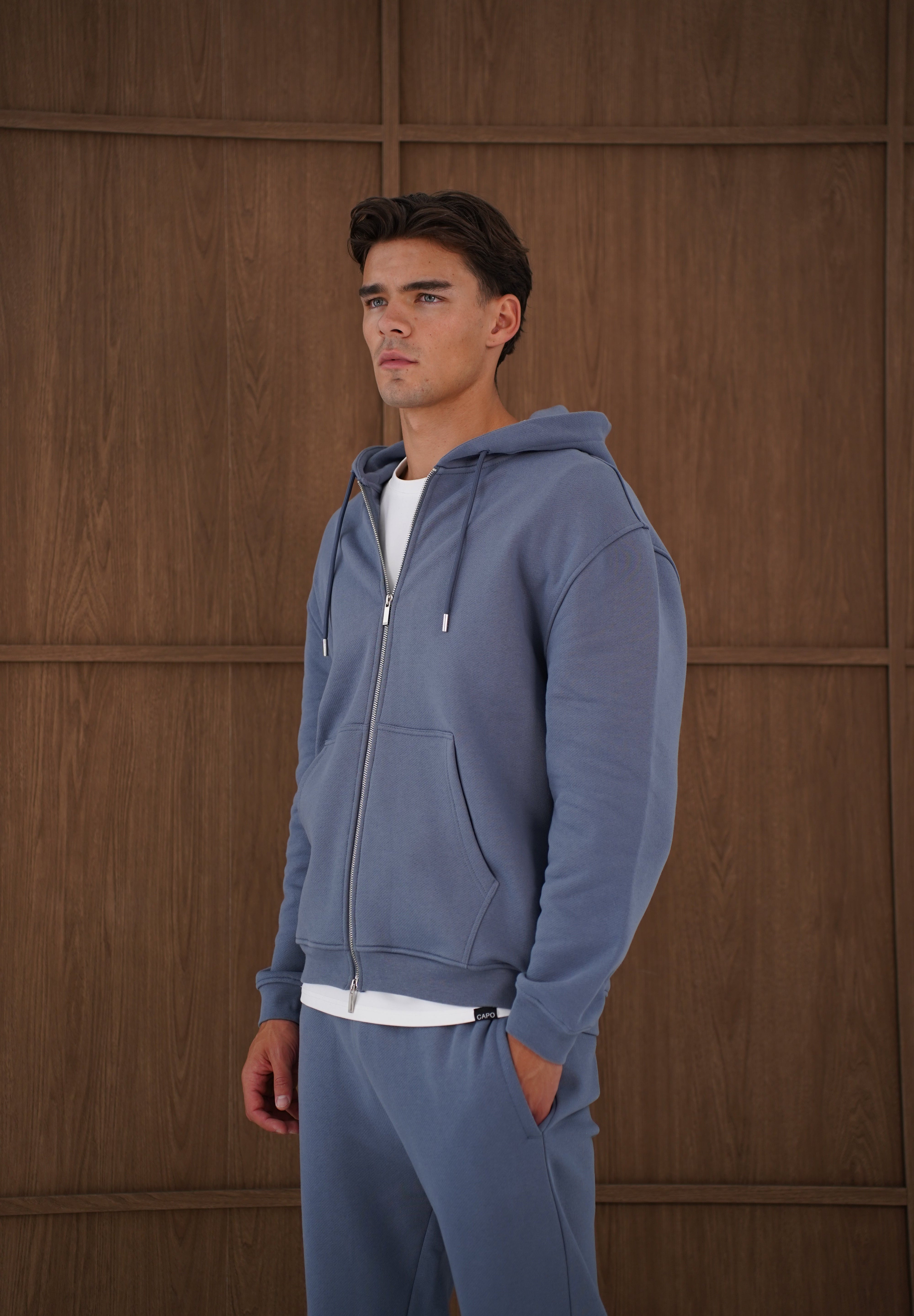 Capo Heavyweight Full Zip Hoodie - Slate Blue