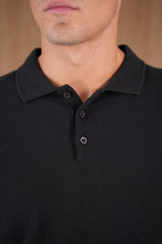 Capo James Button Up LS Polo Shirt - Black