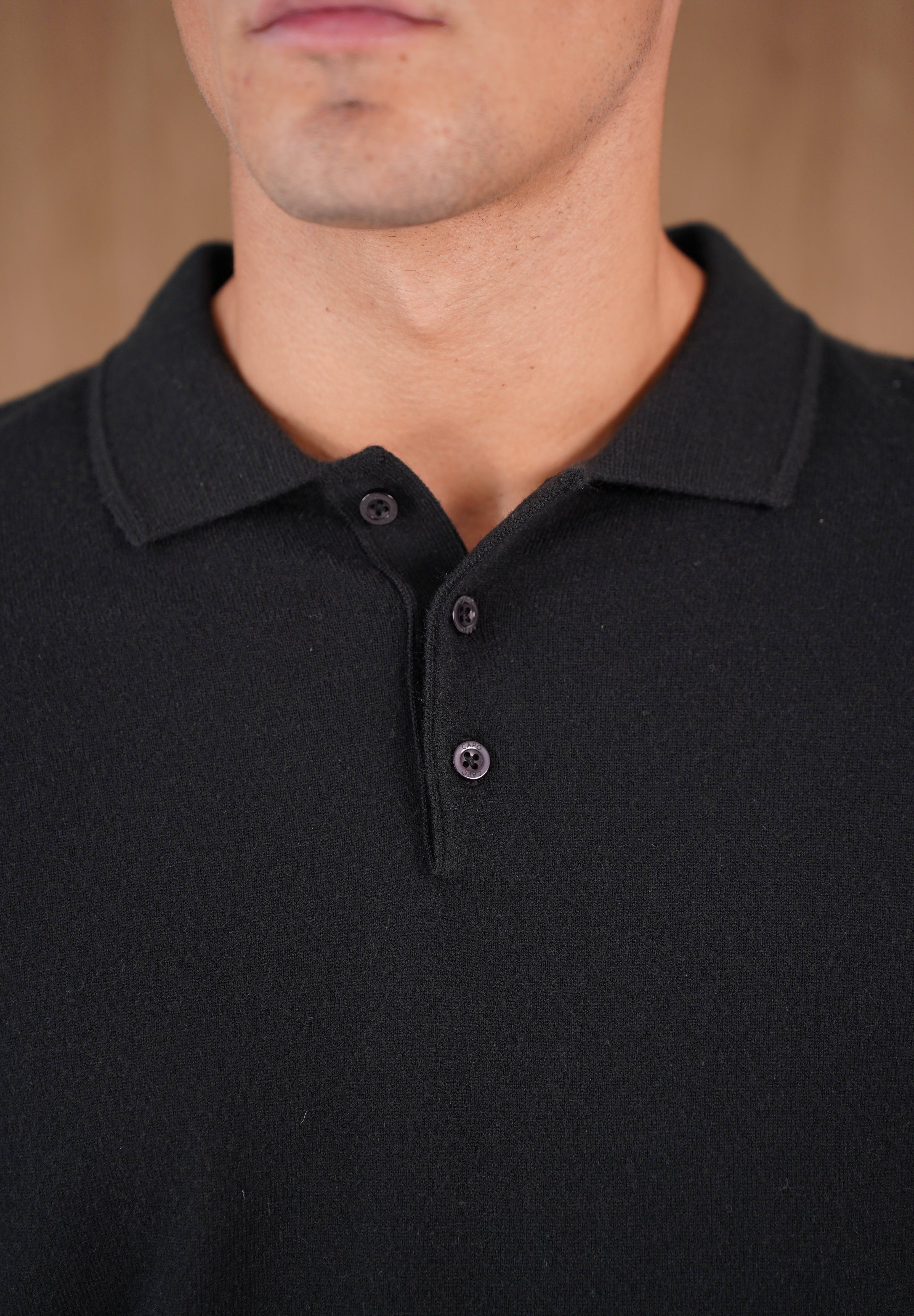 Capo James Button Up LS Polo Shirt - Black